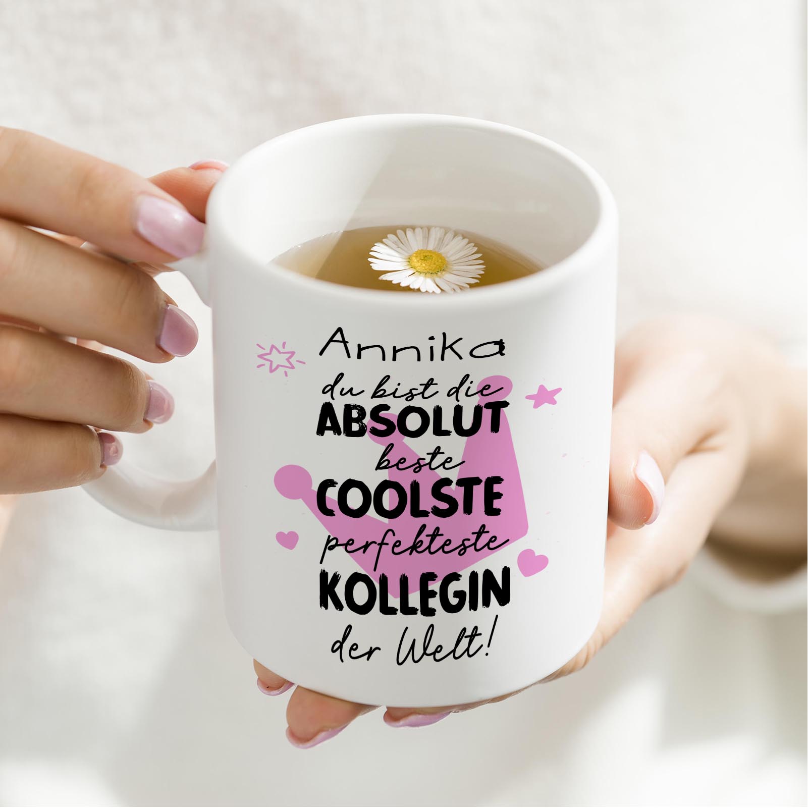 Personalisierte Tasse 330 ml – beste coolste Kollegin der Welt – beidseitig bedruckt mit Wunschname