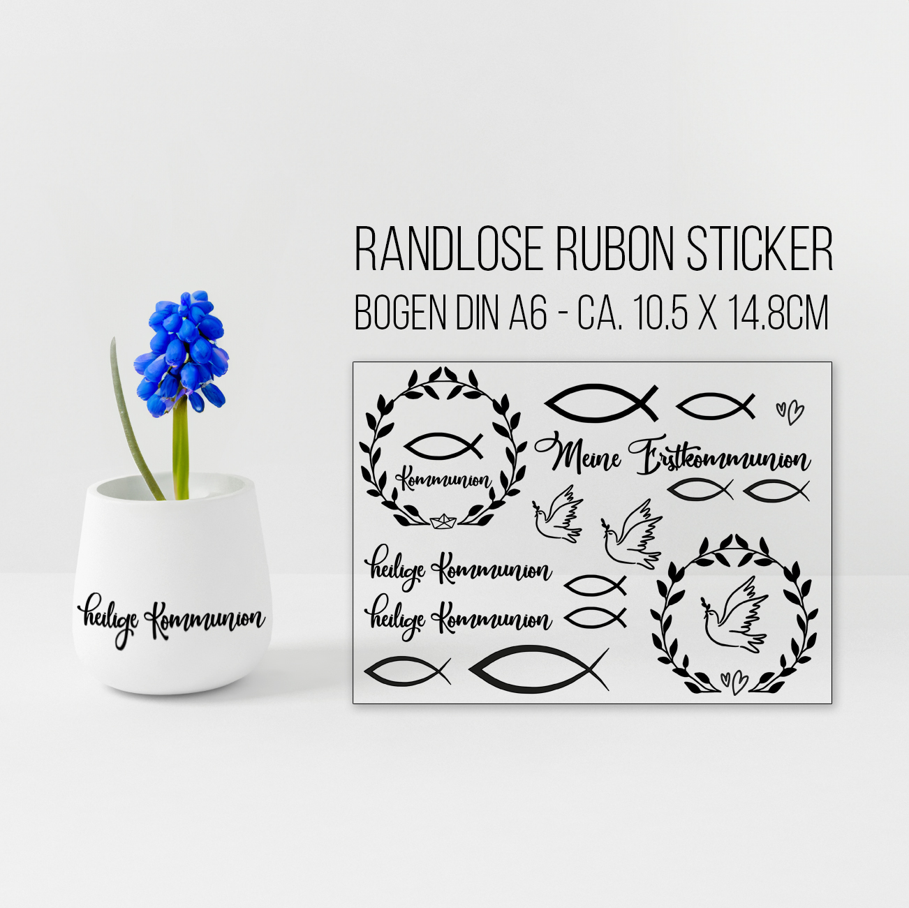 randlose Rub-on Sticker M304 Kommunion