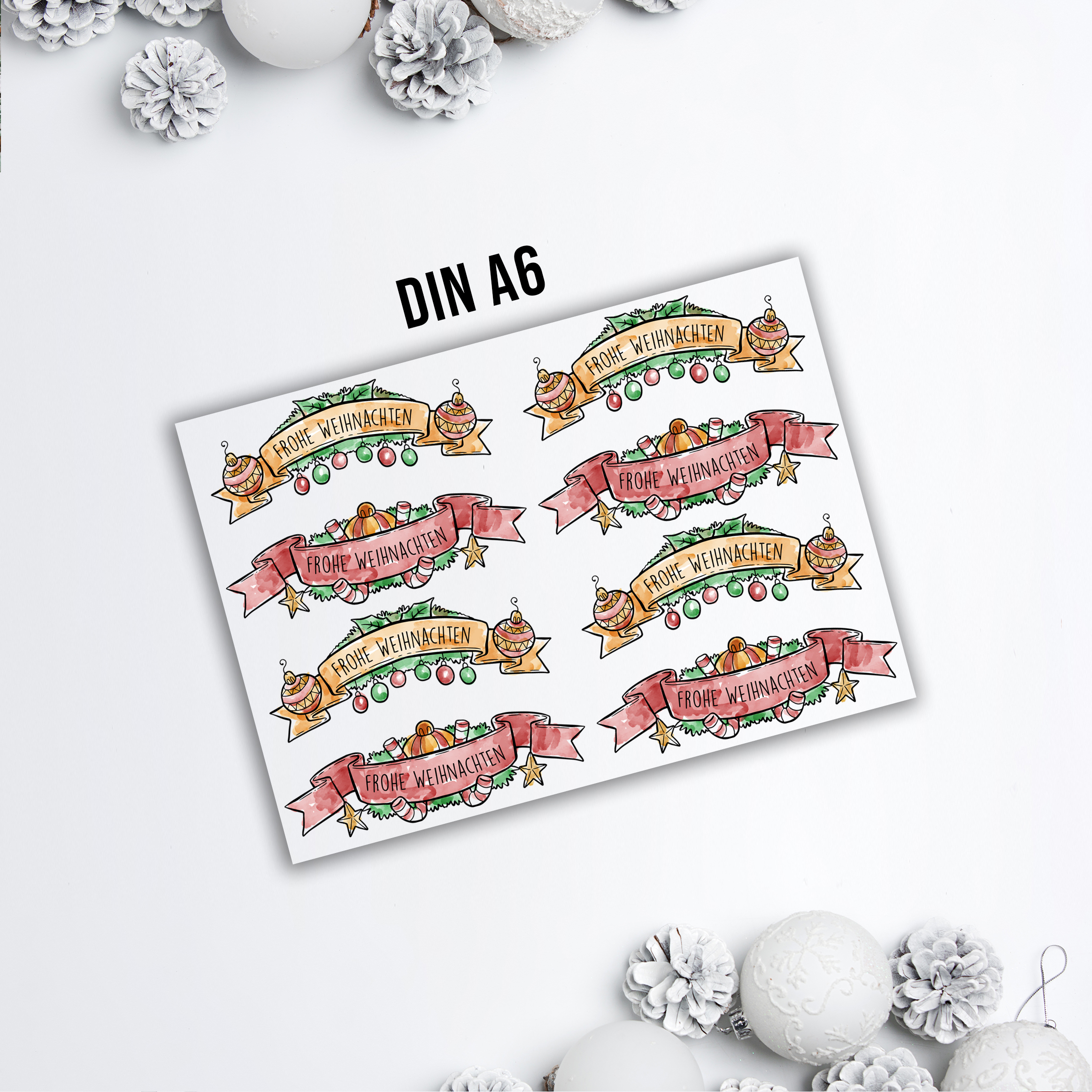 randlose Rub-on Sticker M131 frohe Weihnachten