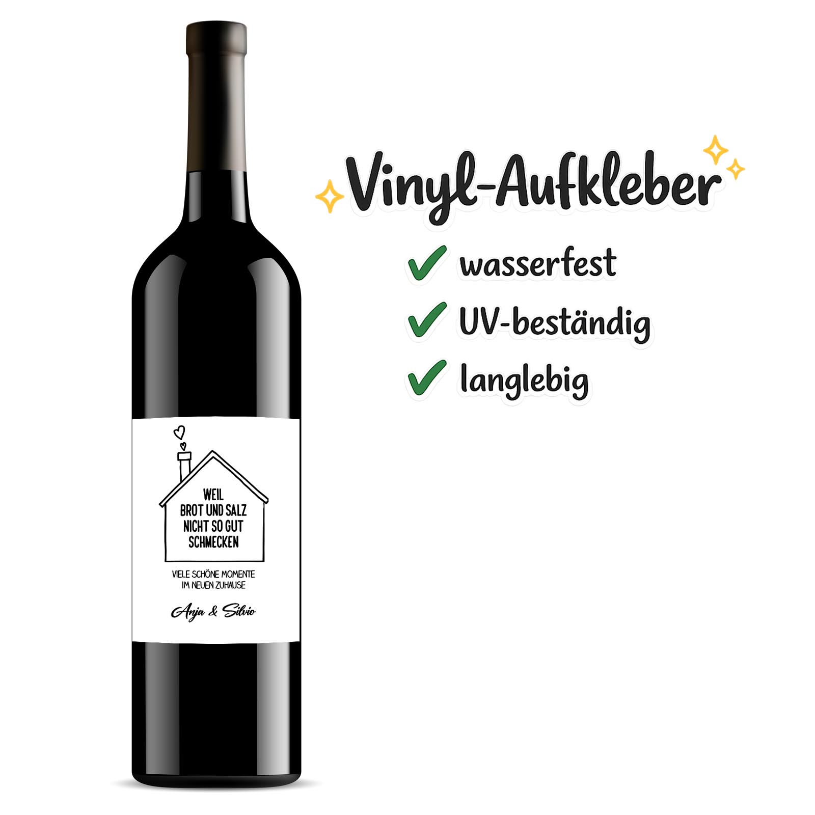 Weinflaschen Aufkleber 8x12 cm – Einzug Geschenk modern