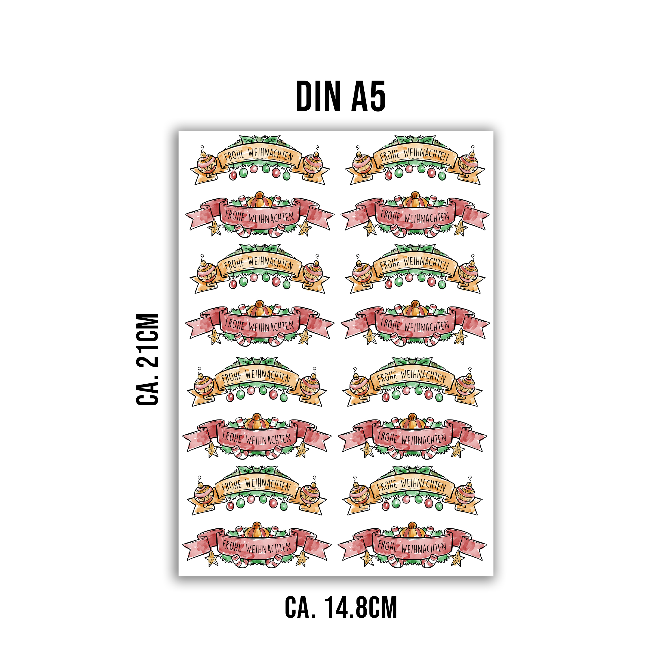 randlose Rub-on Sticker M131 frohe Weihnachten