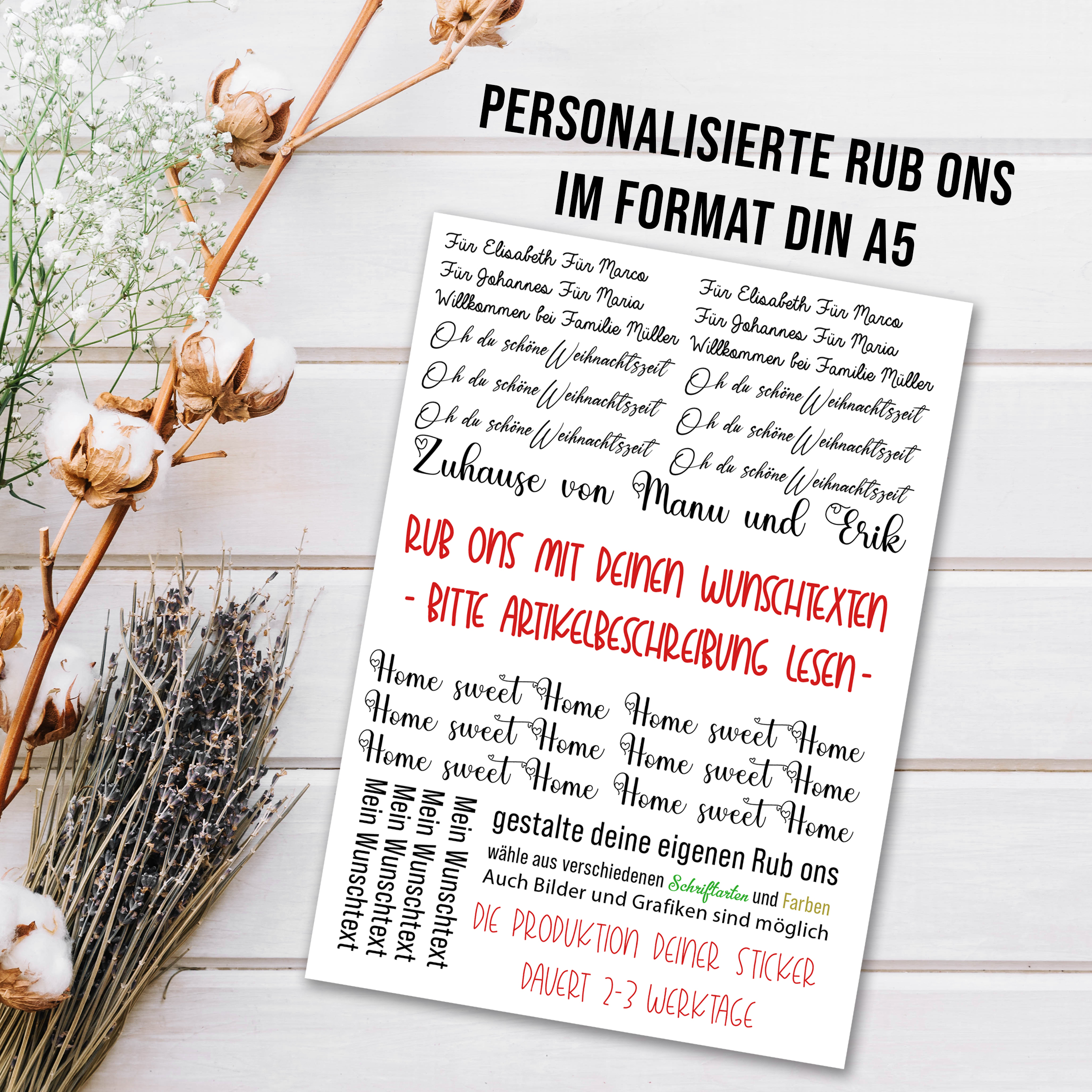 Designer Rub-On Sticker Aufkleber randlos DIN A5 / DIN A4