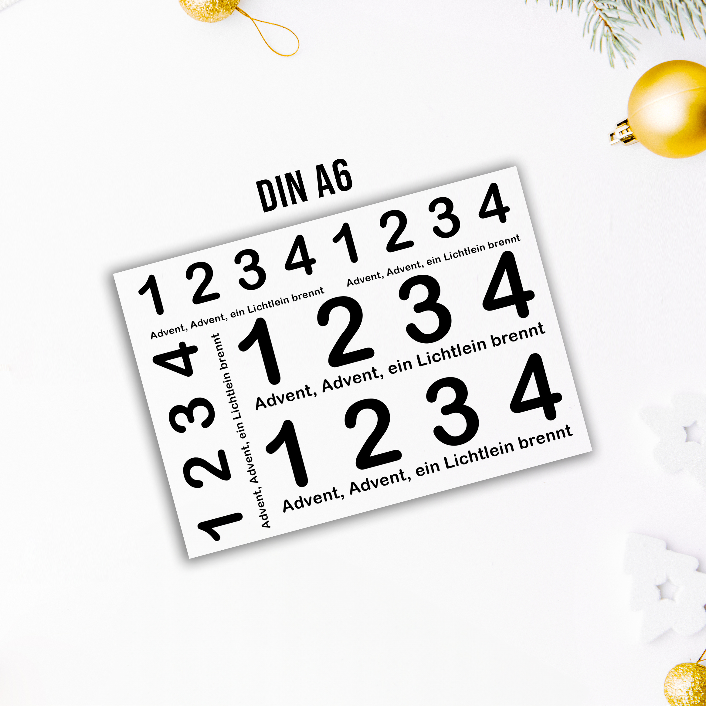 randlose Rub-on Sticker M142 Zahlen für Adventkranz