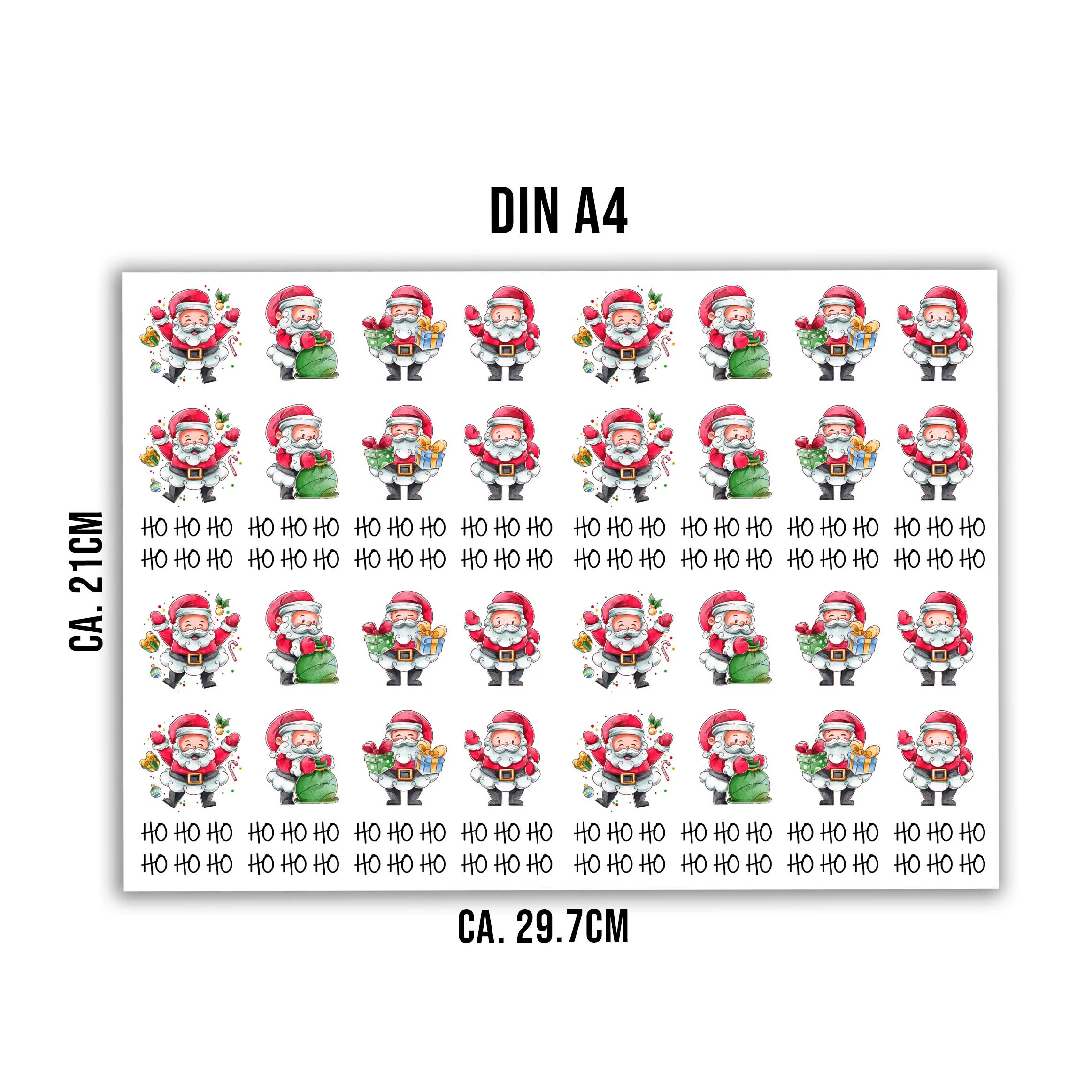 randlose Rub-on Sticker M132 Weihnachtsmänner