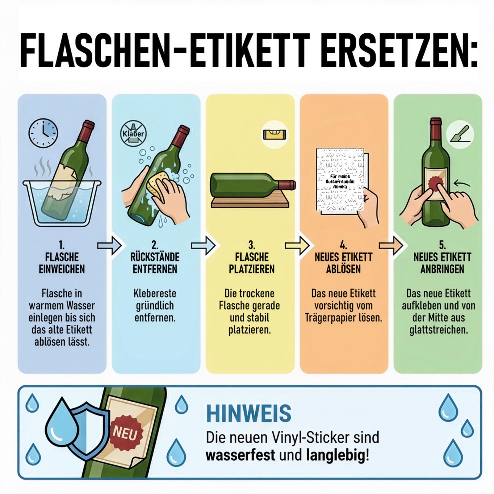 Weinflaschen Aufkleber 8x12 cm – Für meine Busenfreundin