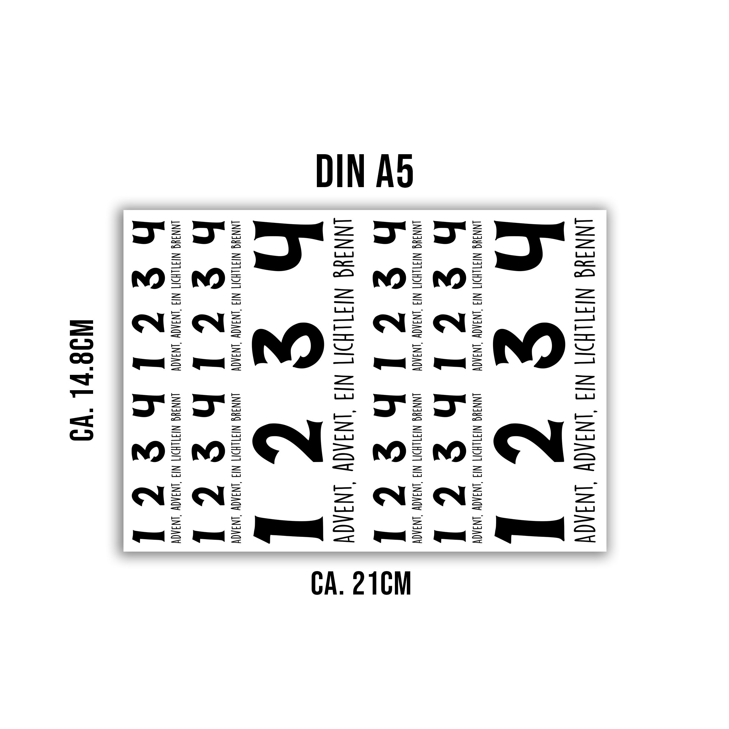 randlose Rub-on Sticker M143 Zahlen für Adventkranz