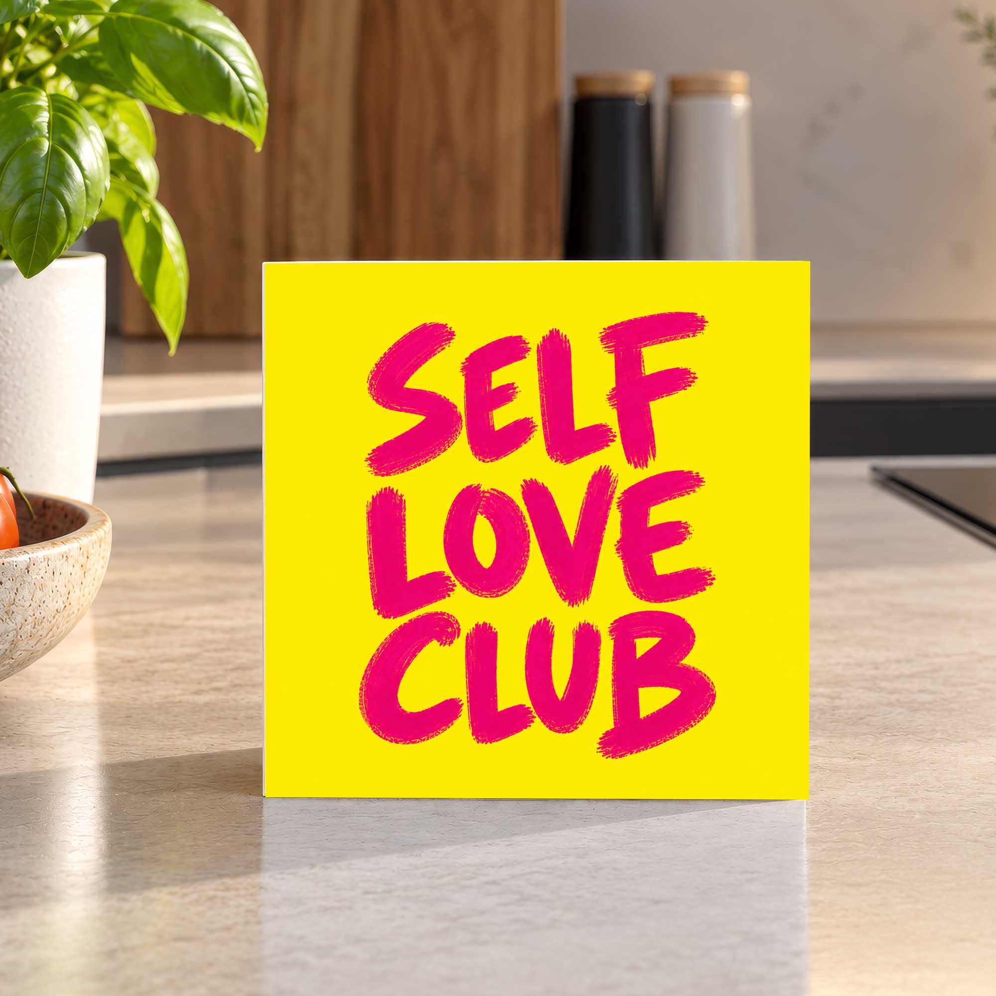 Woodprint Self Love Club – leuchtendes Statement-Motiv – Motiv 023