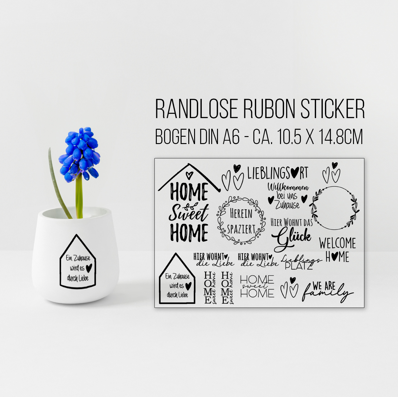 randlose Rub-on Sticker M211 Home sweet Home, Zuhause