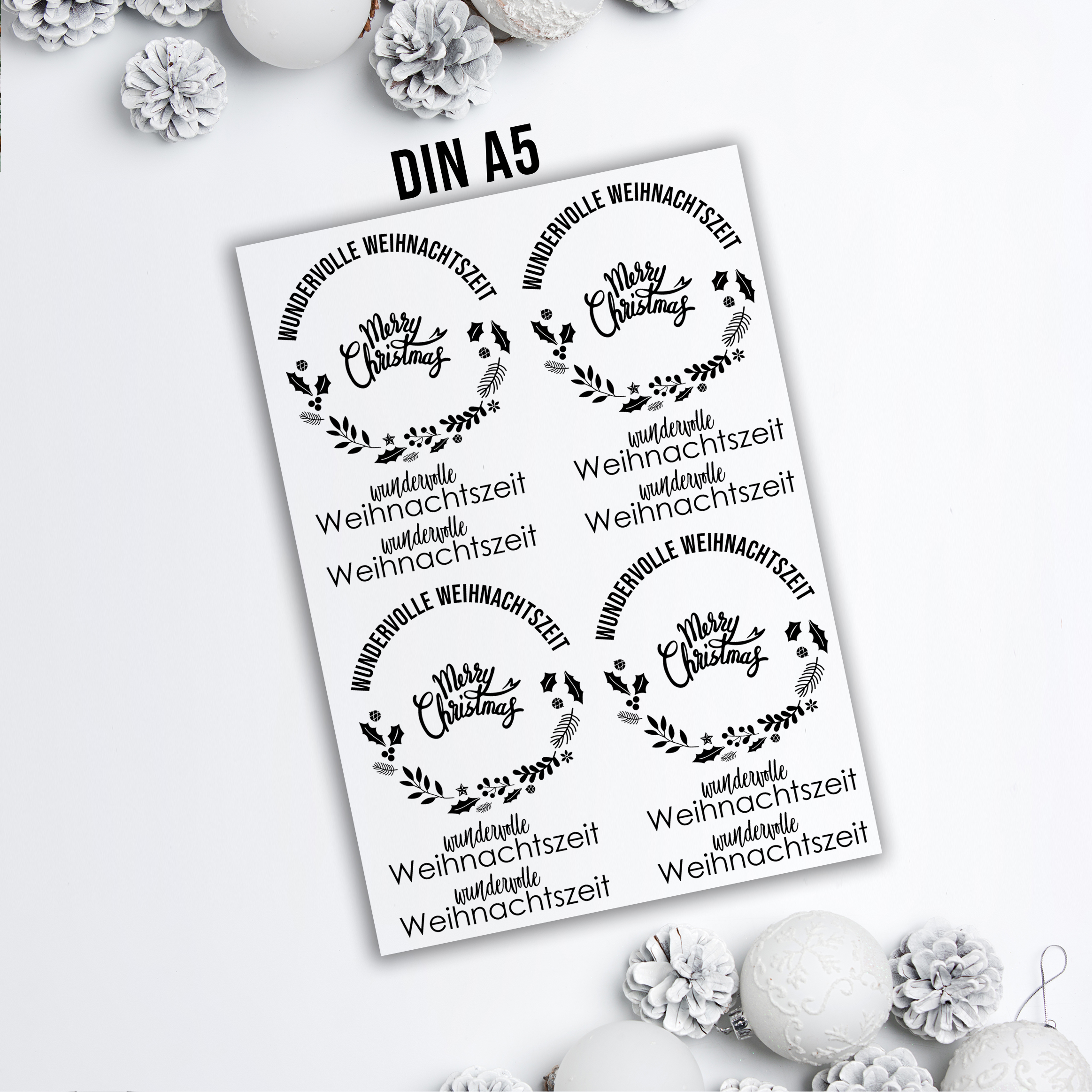 randlose Rub-on Sticker M141 Weihnachten Merry Christmas