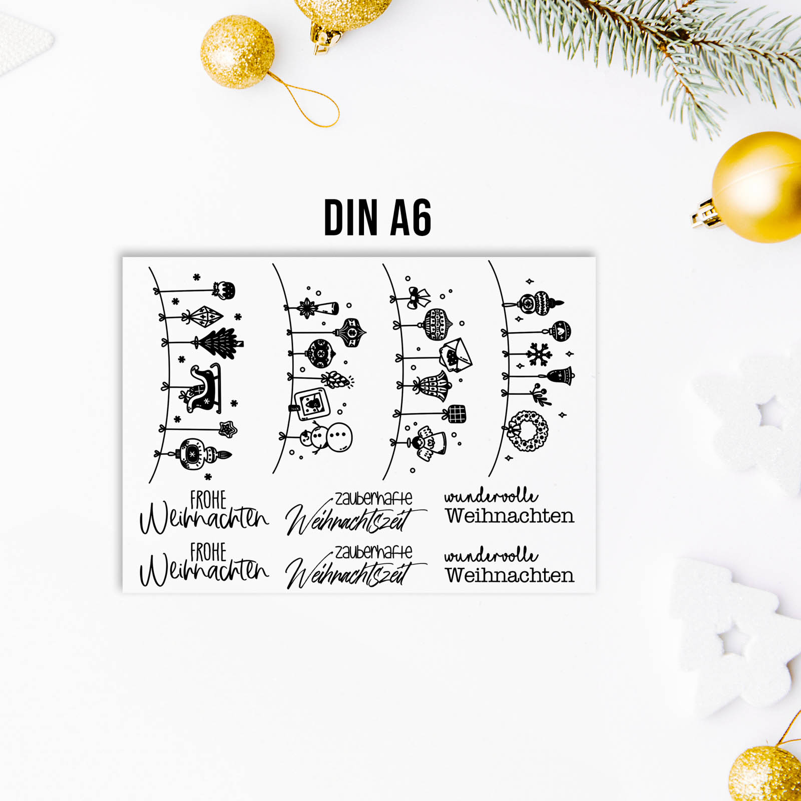 randlose Rub-on Sticker M160 Girlanden Weihnachten