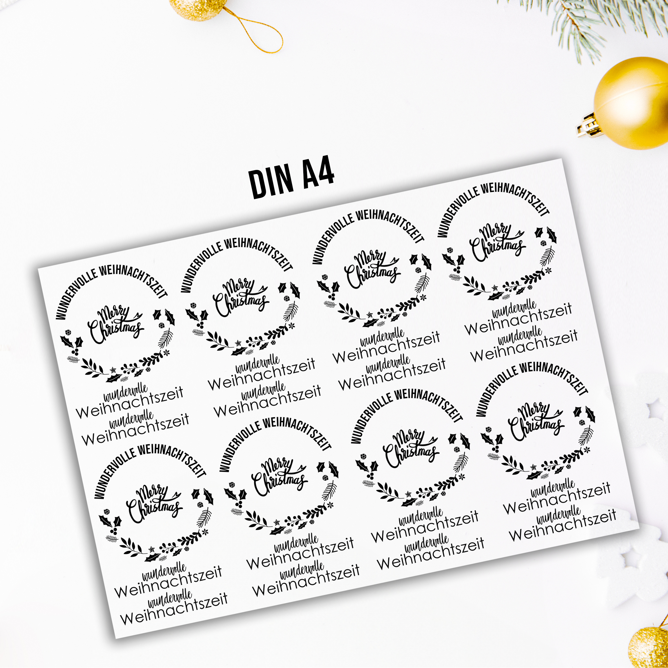 randlose Rub-on Sticker M141 Weihnachten Merry Christmas