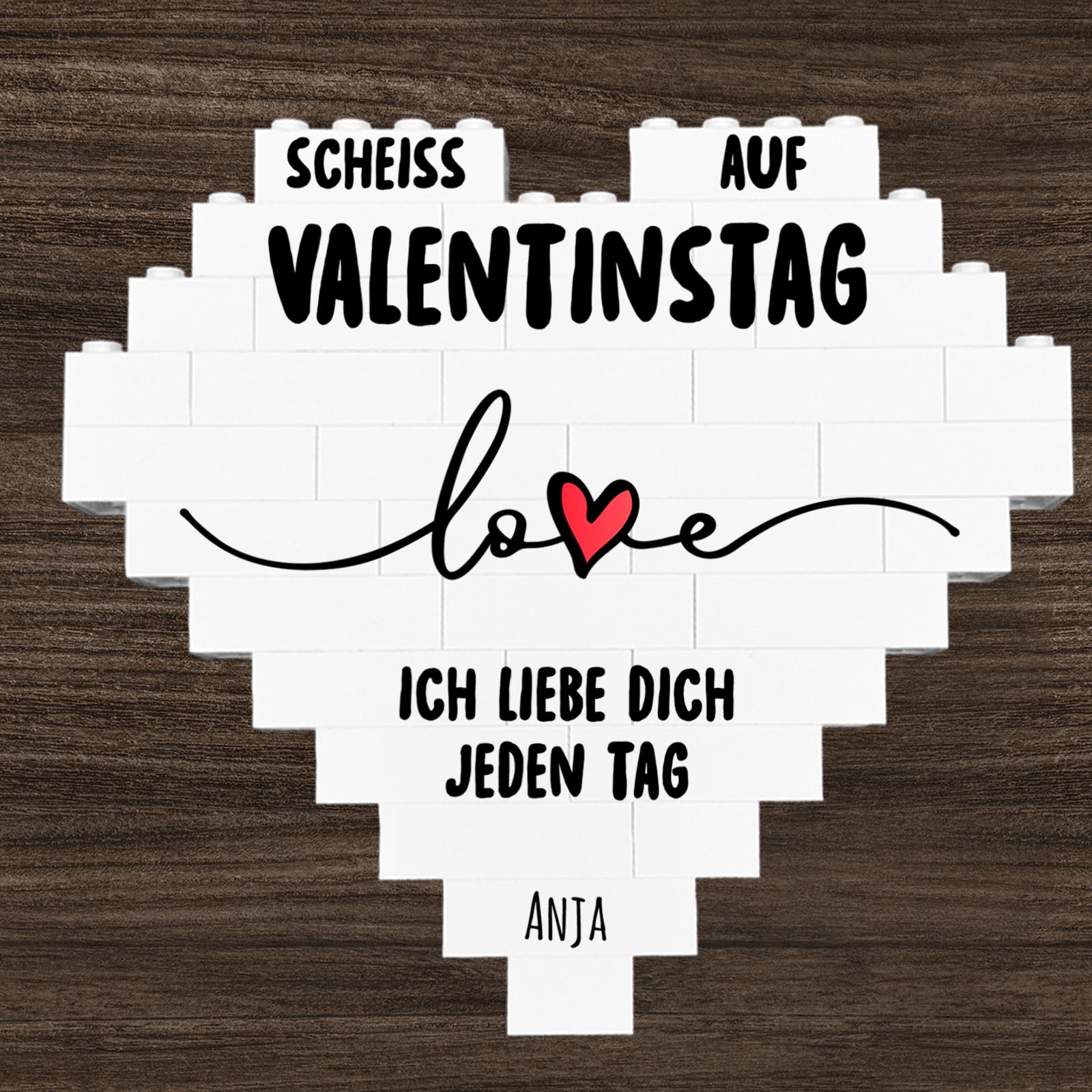 Personalisiertes Herz aus Klemmbausteinen - Valentinstag Spruch
