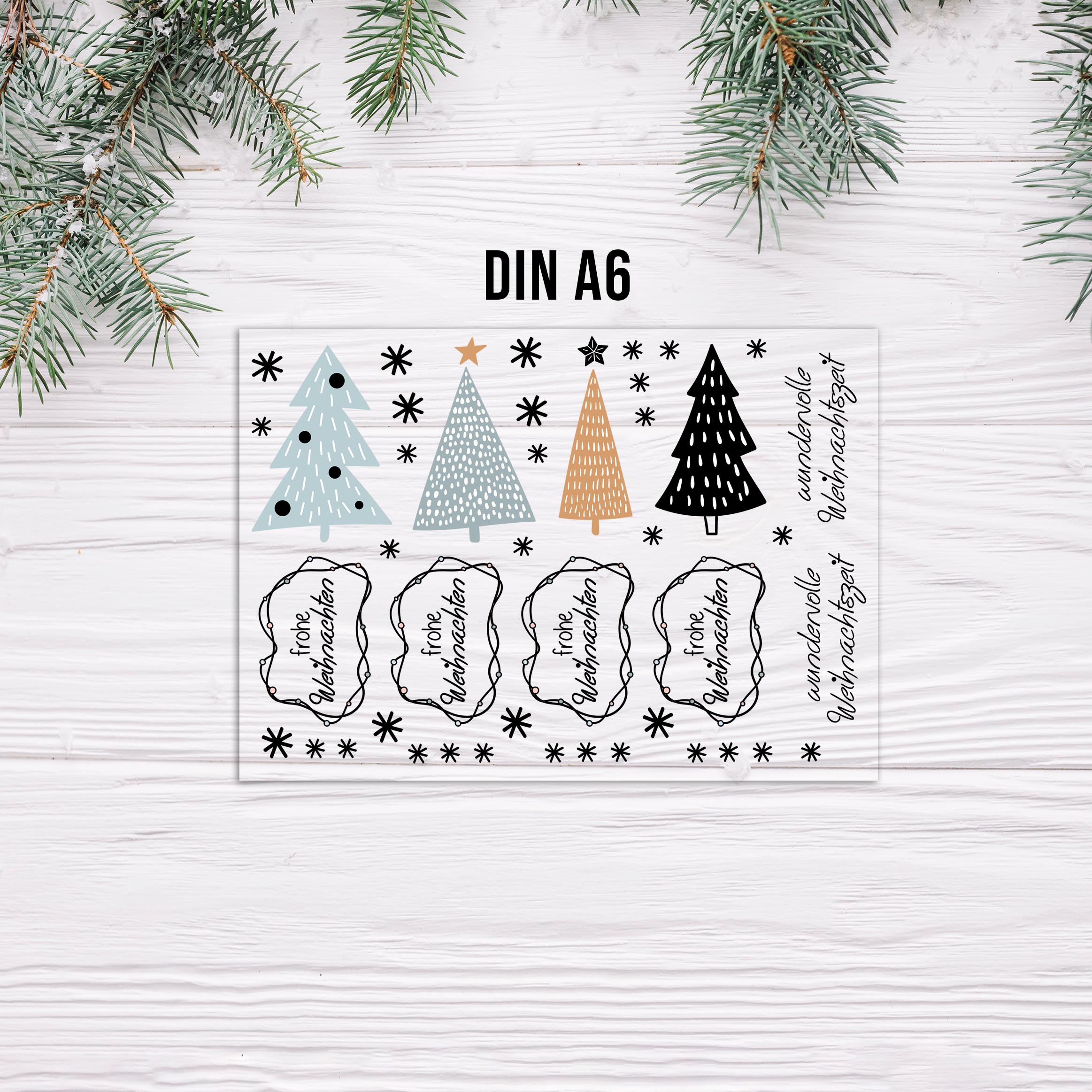 randlose Rub-on Sticker M149 Weihnachtsbäume
