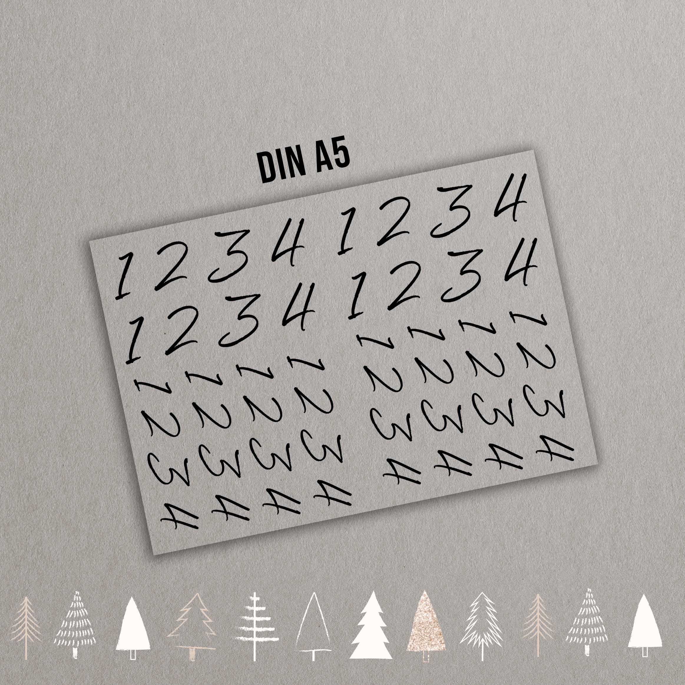 randlose Rub-on Sticker M137 Zahlen für Adventkranz 05