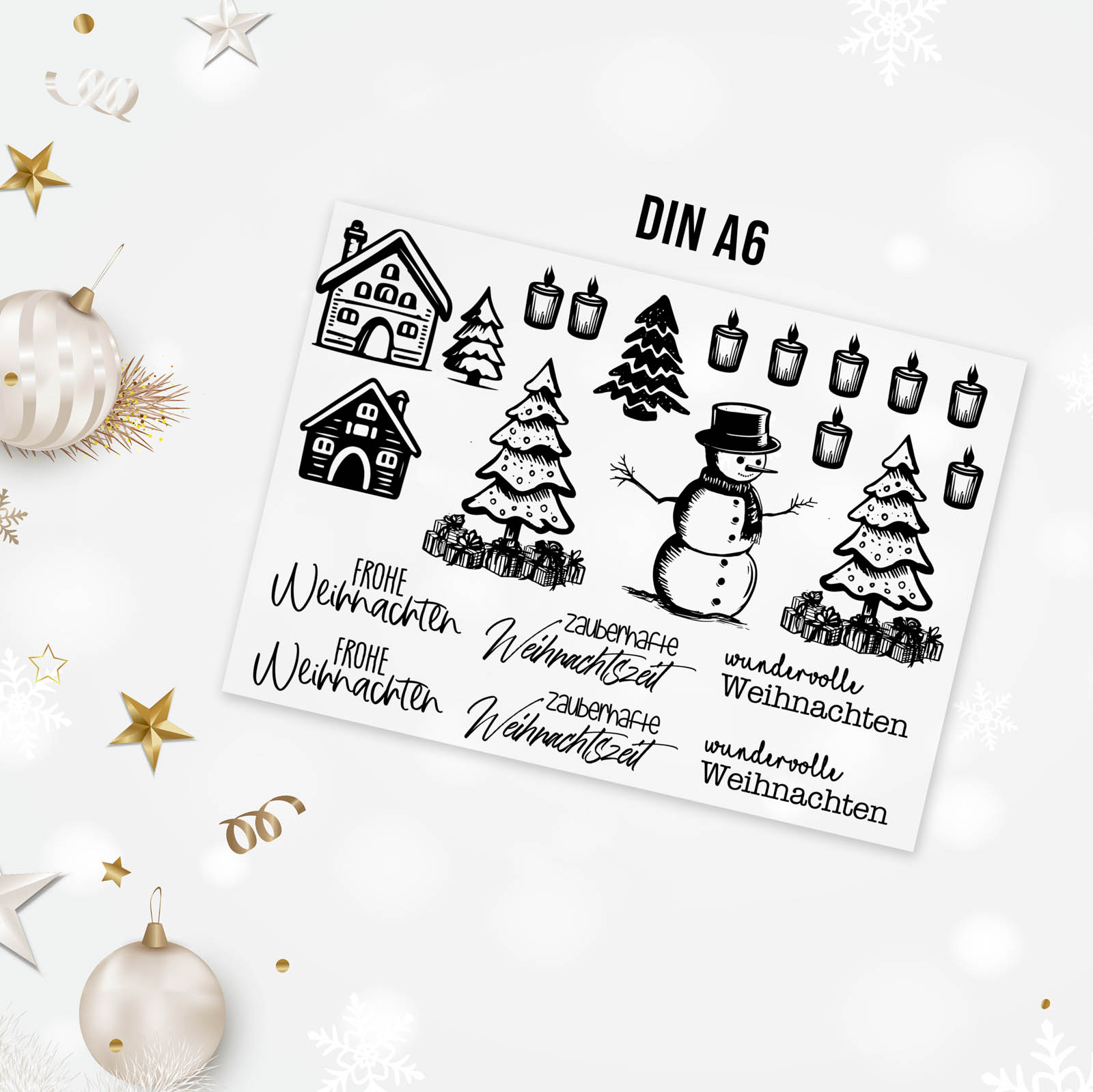 randlose Rub-on Sticker M148 Weihnachtsmix