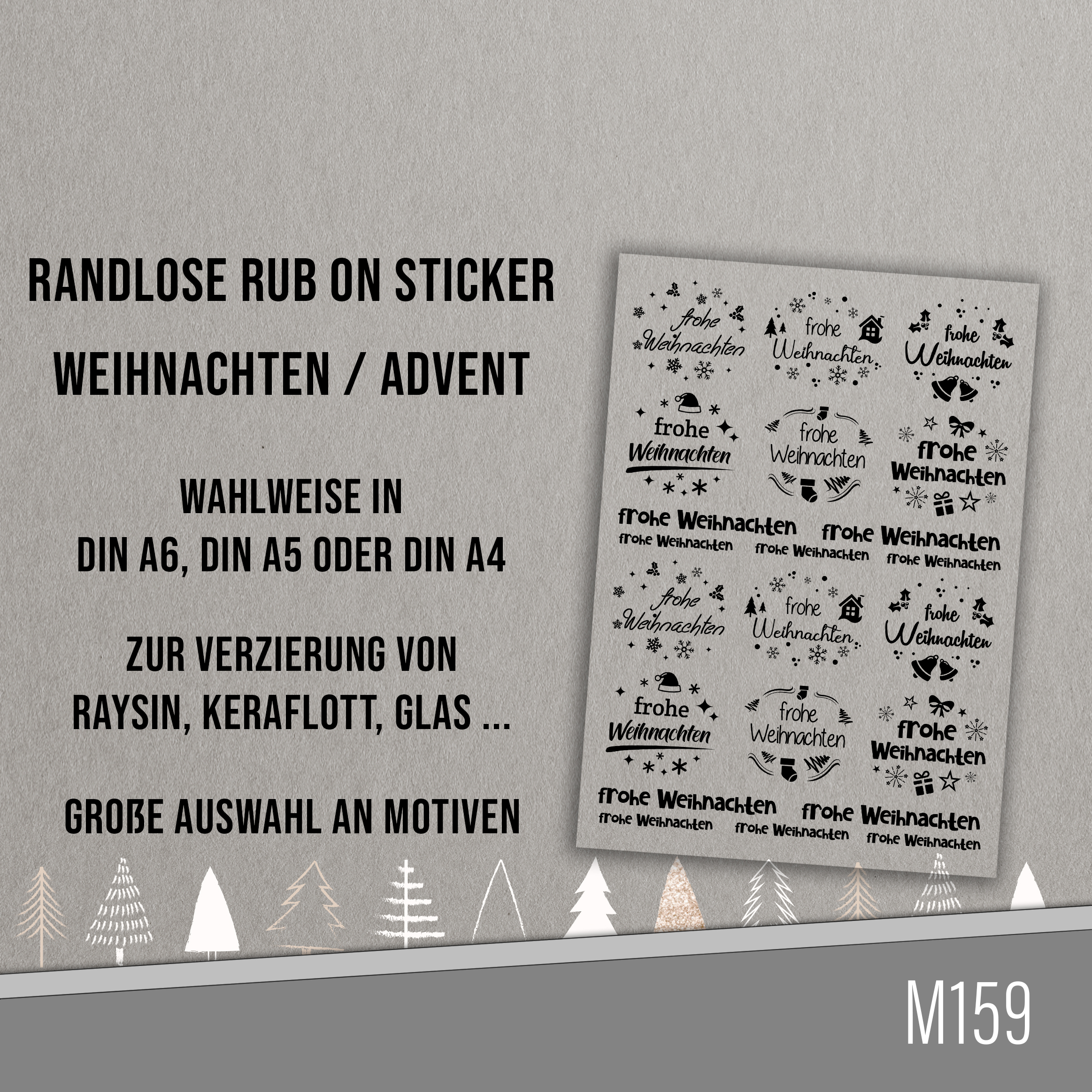 randlose Rub-on Sticker M159 Weihnachten 02
