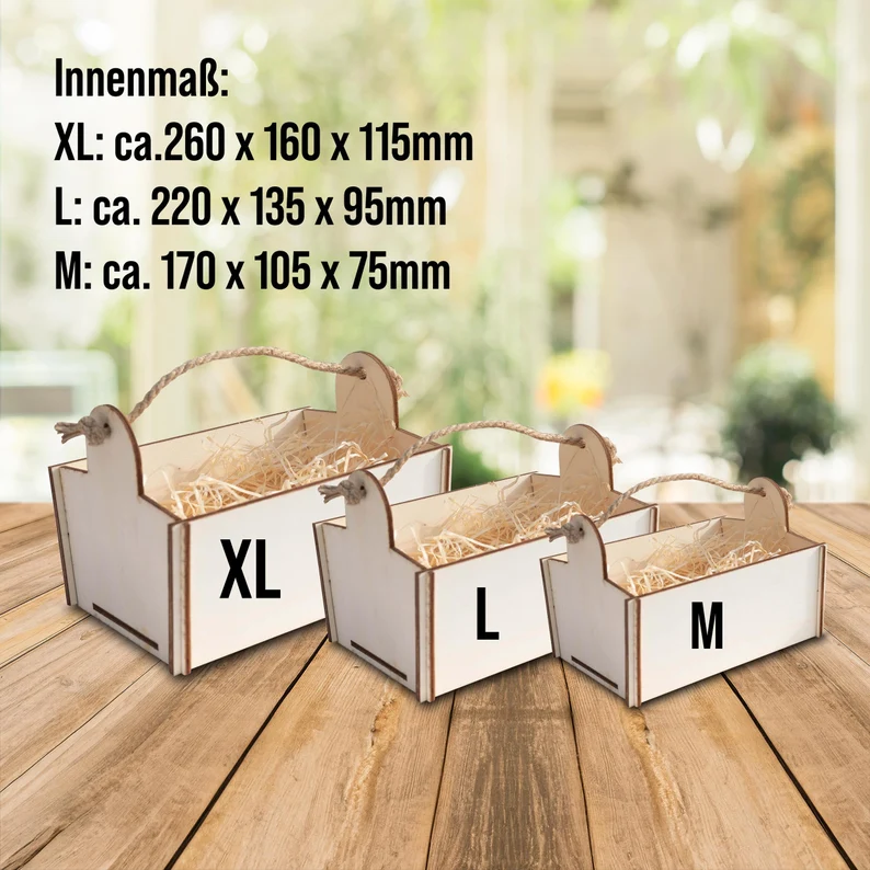 Geschenkkorb mit Holzwolle, Bausatz mit Motiv 21 Weihnachten