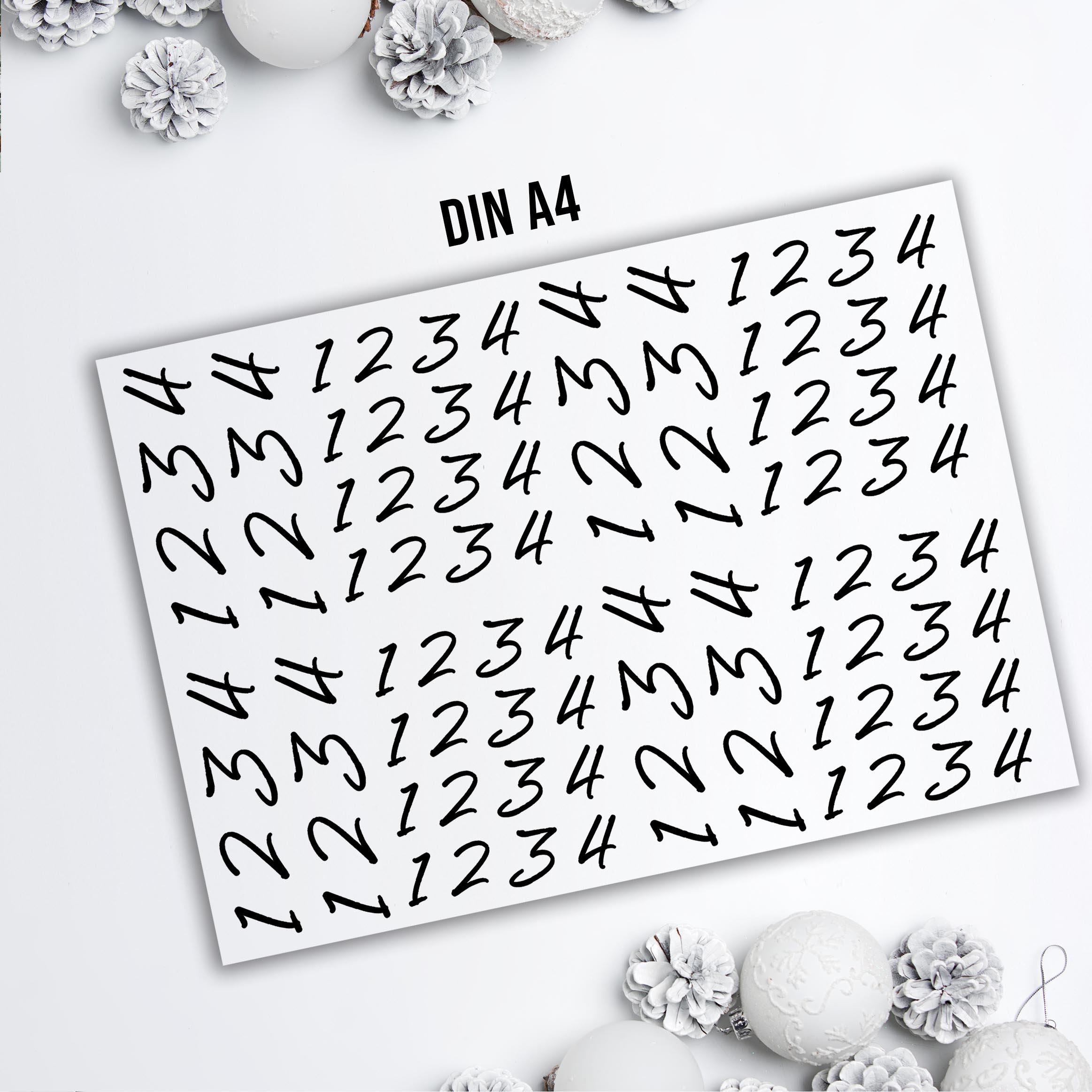 randlose Rub-on Sticker M137 Zahlen für Adventkranz 05