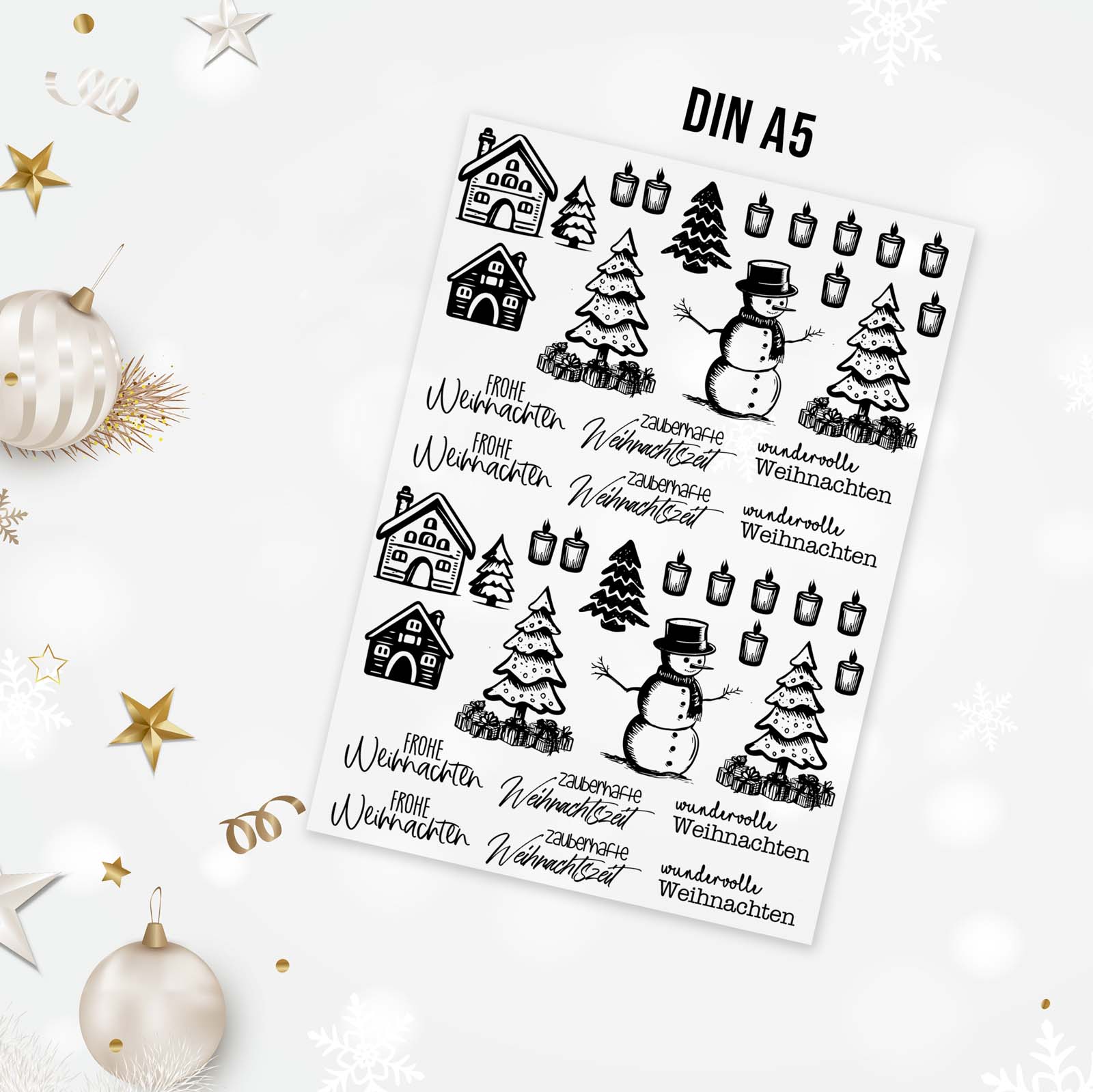randlose Rub-on Sticker M148 Weihnachtsmix