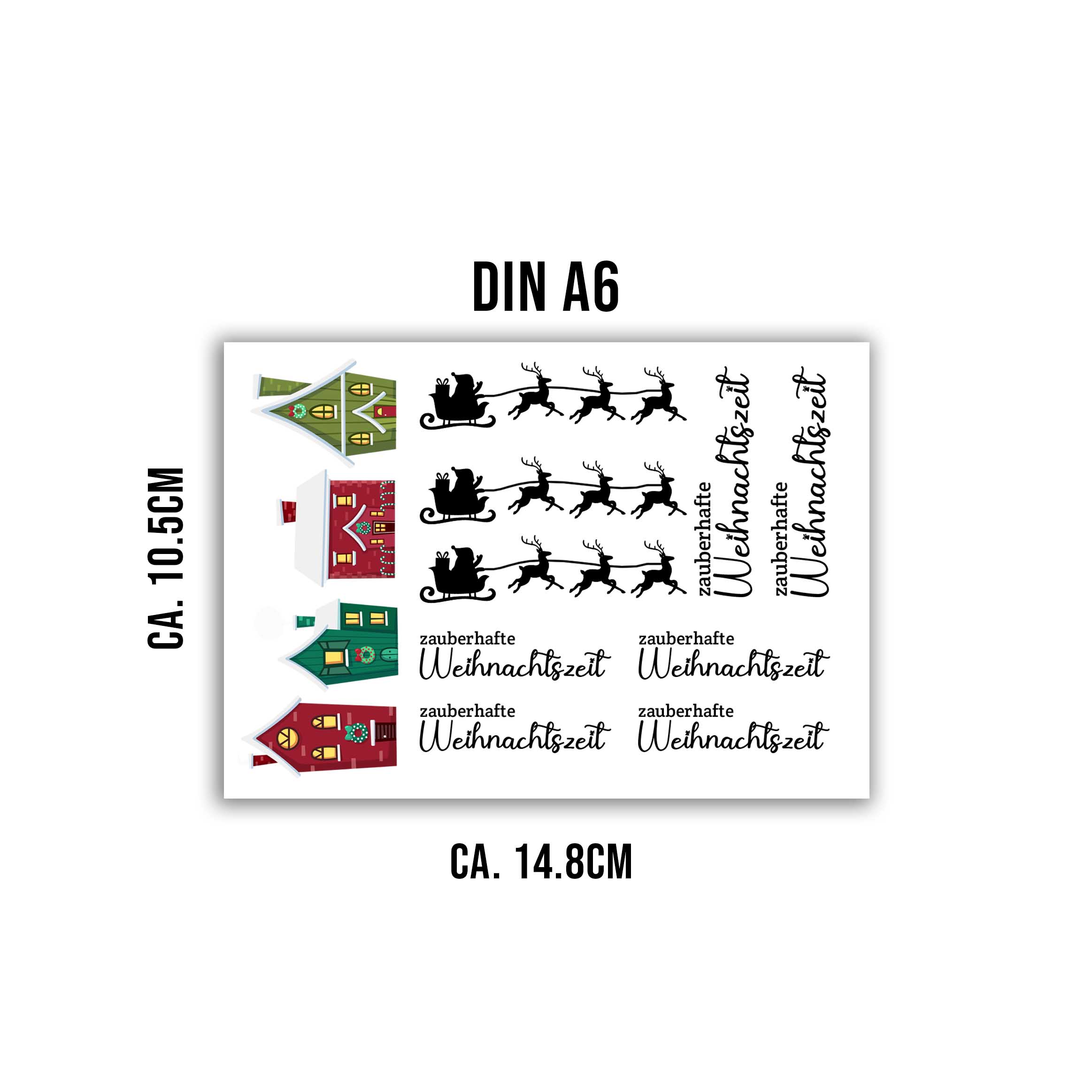 randlose Rub-on Sticker M145 Häuser Weihnachten