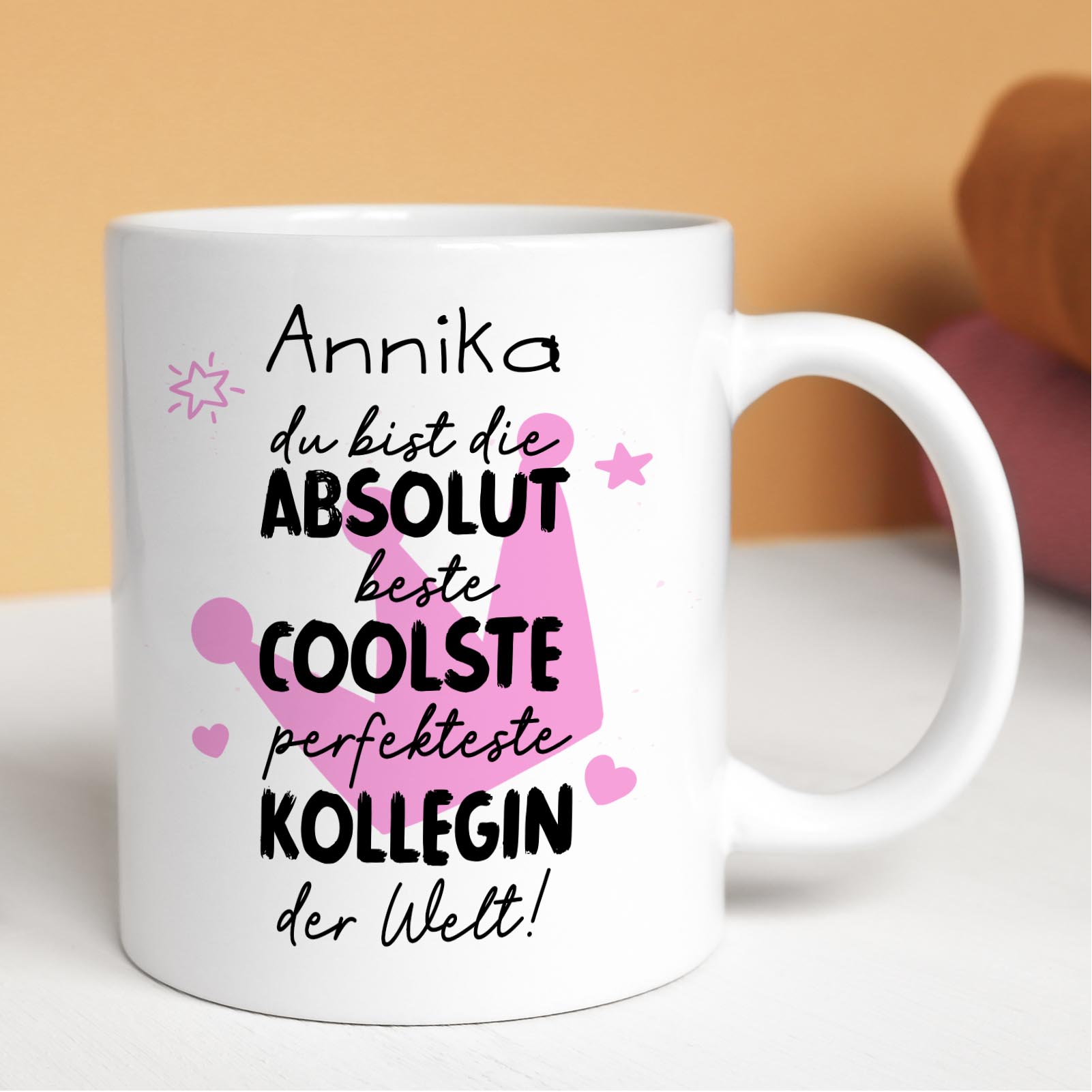 Personalisierte Tasse 330 ml – beste coolste Kollegin der Welt – beidseitig bedruckt mit Wunschname