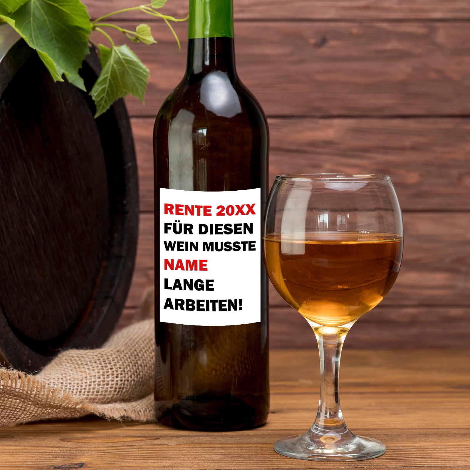 Weinflaschen Aufkleber 8x12 cm – Für diesen Wein musste [Name] lange arbeiten!