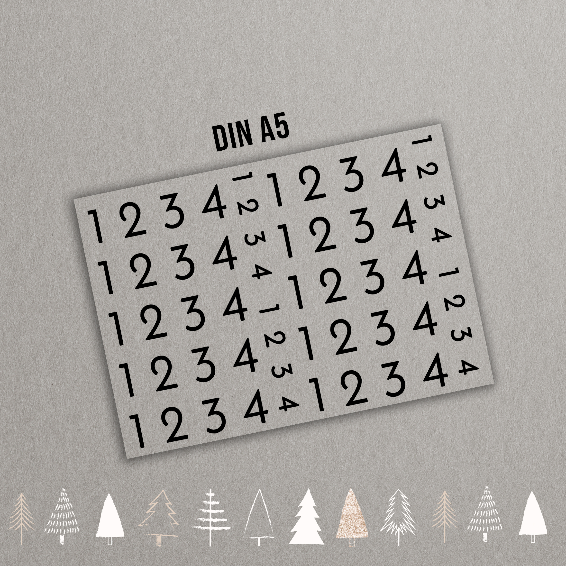 randlose Rub-on Sticker M140 Zahlen für Adventkranz