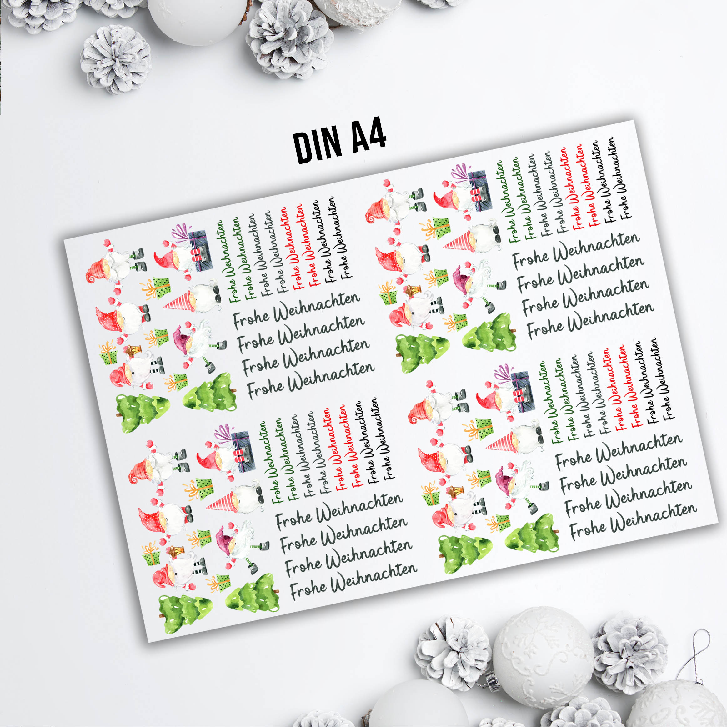 randlose Rub-on Sticker M138 Wichtel Weihnachten 02