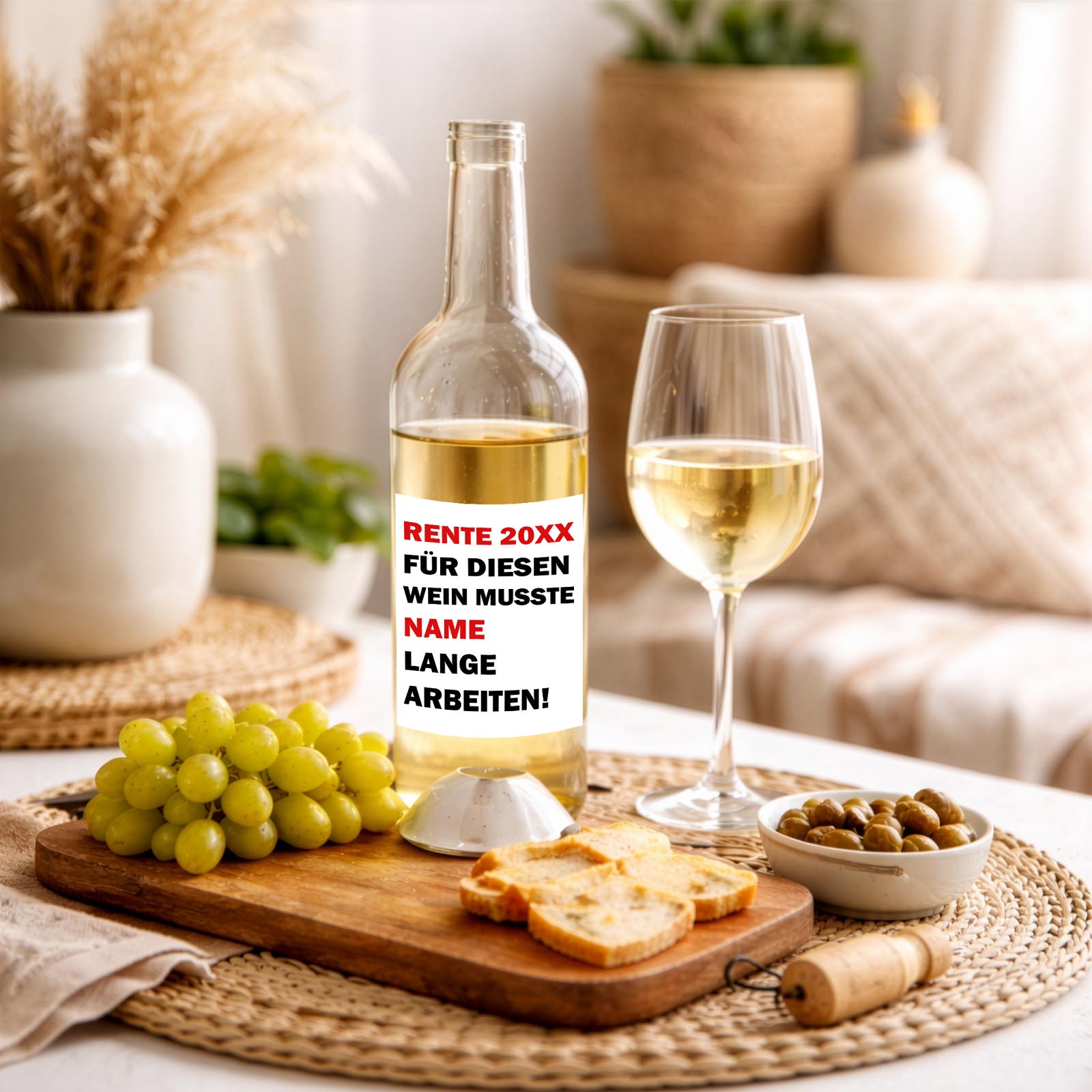 Weinflaschen Aufkleber 8x12 cm – Für diesen Wein musste [Name] lange arbeiten!