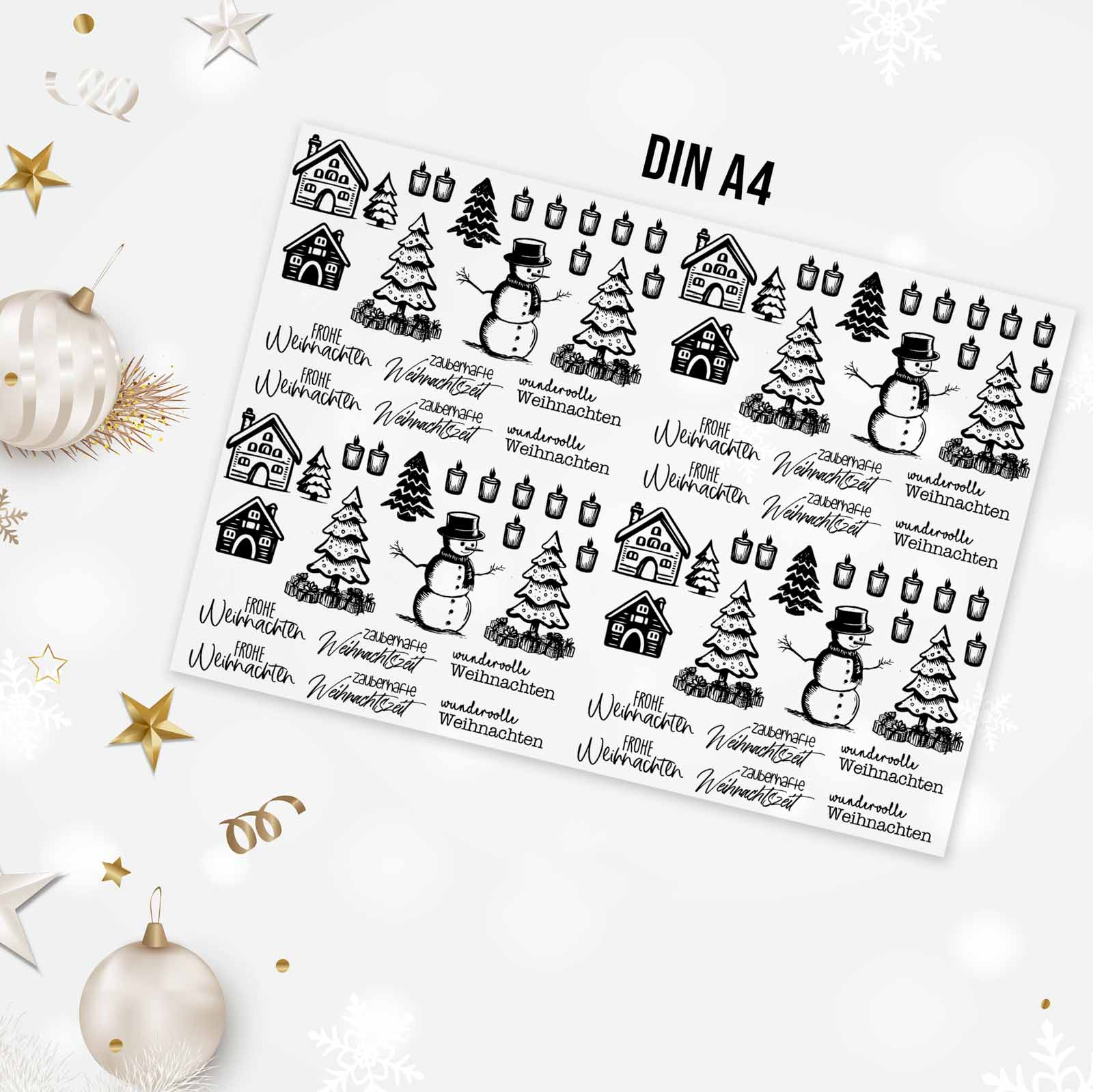 randlose Rub-on Sticker M148 Weihnachtsmix