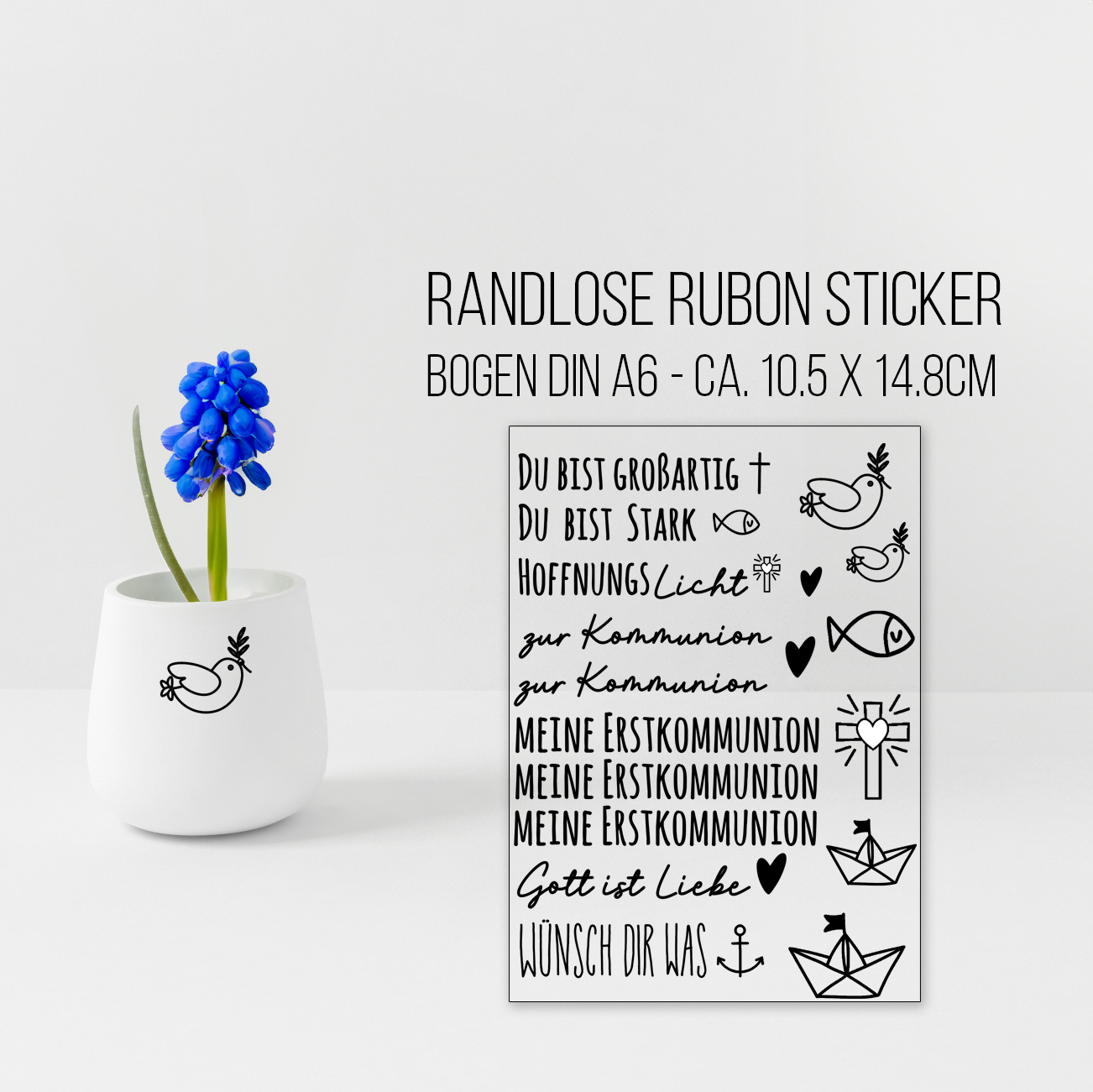 randlose Rub-on Sticker M307 Kommunion