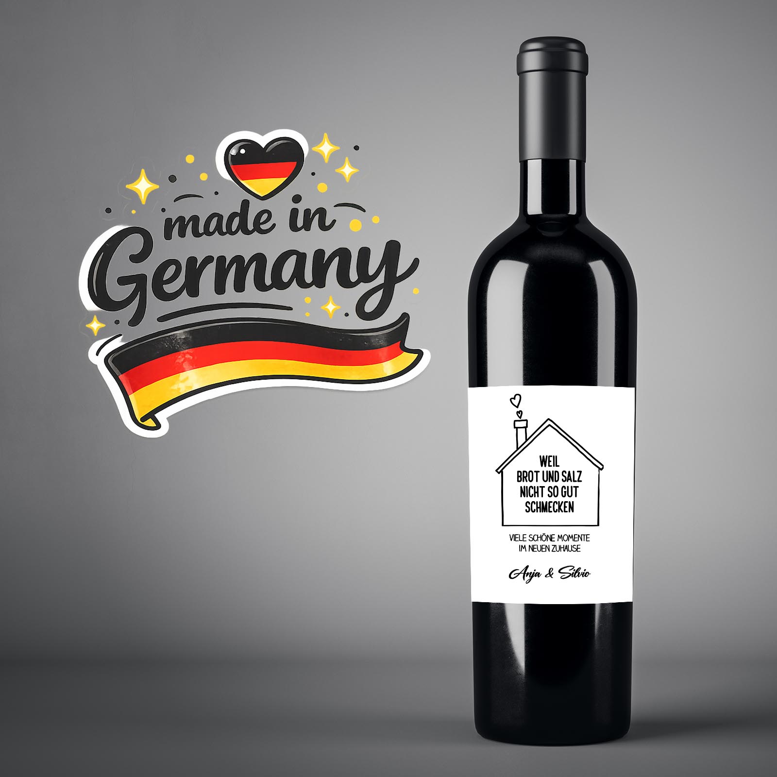 Weinflaschen Aufkleber 8x12 cm – Einzug Geschenk modern