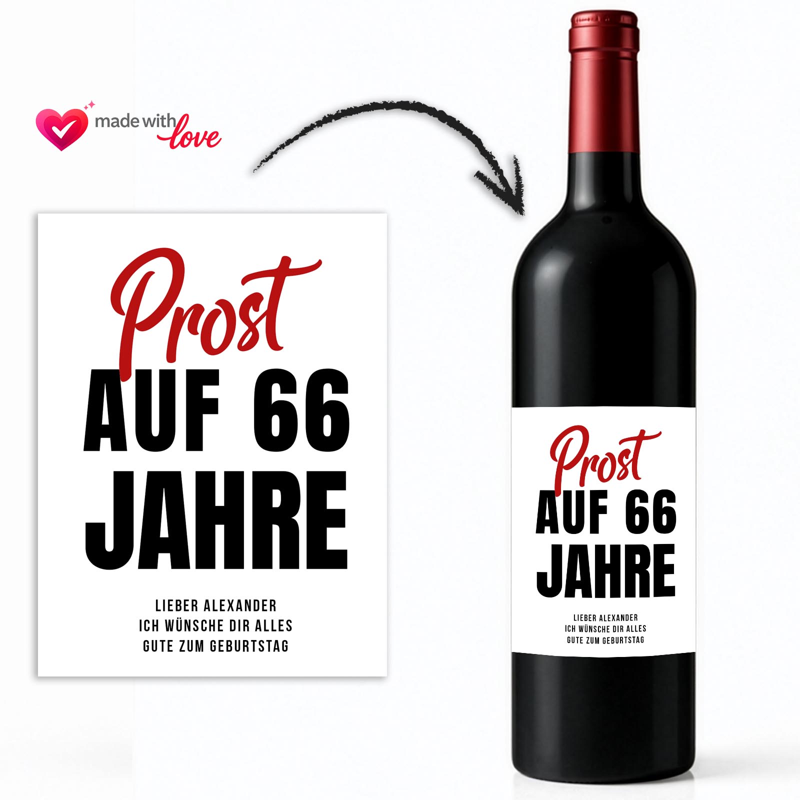 Weinflaschen Aufkleber 8x12 cm – Prost auf … Jahre