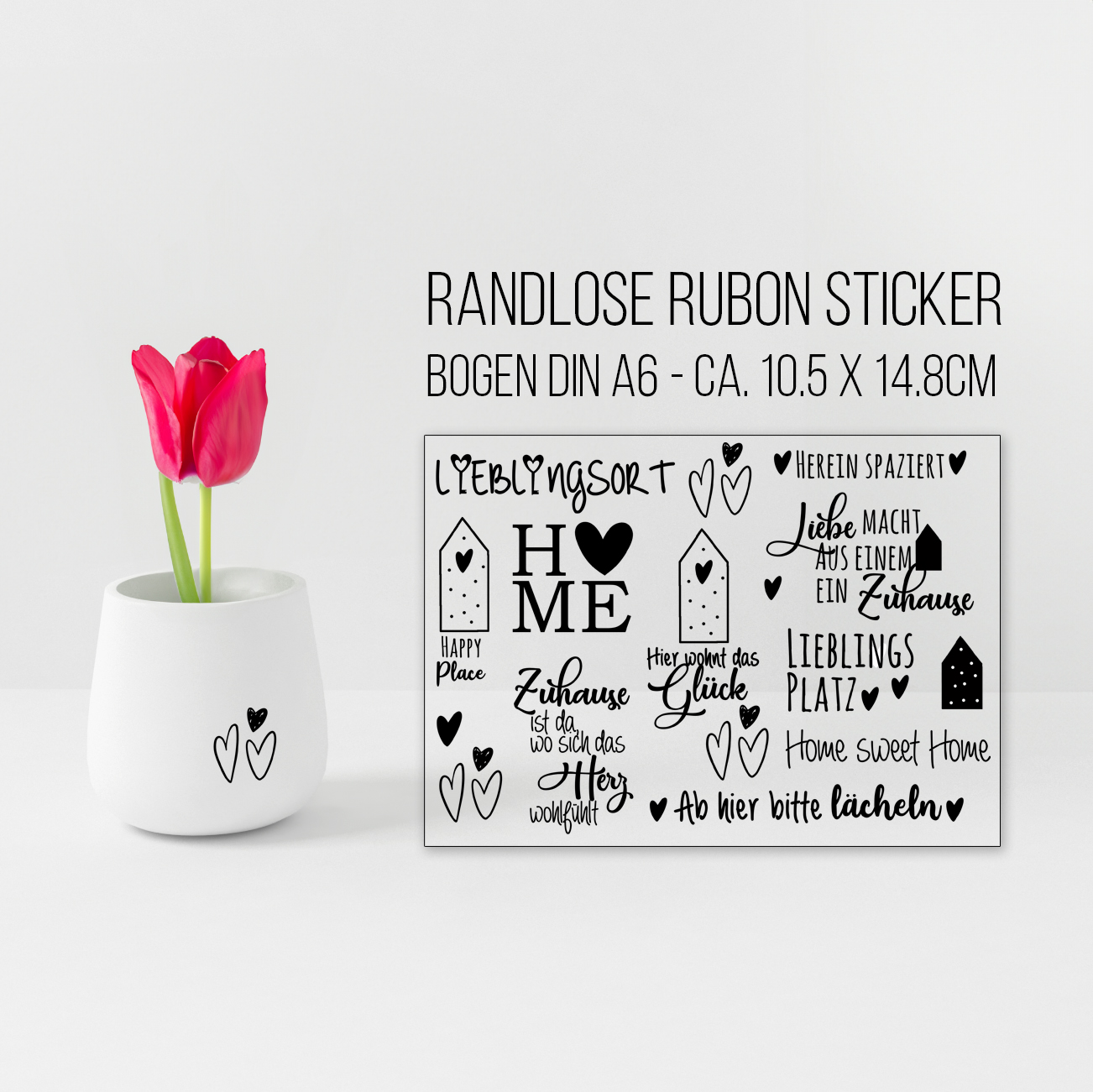 randlose Rub-on Sticker M212 Home sweet Home, Zuhause