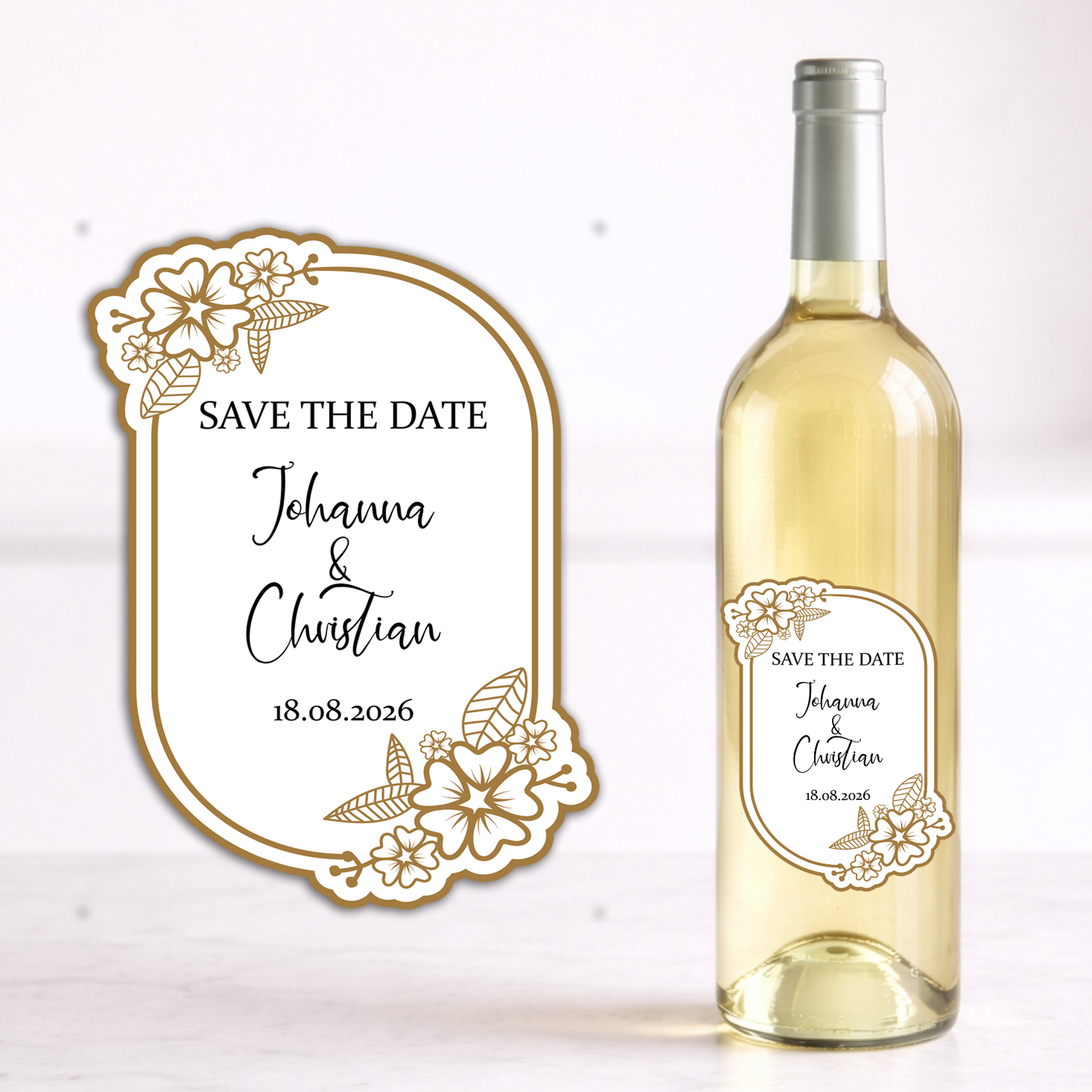 Weinflaschen Aufkleber 8x12 cm – Save the Date