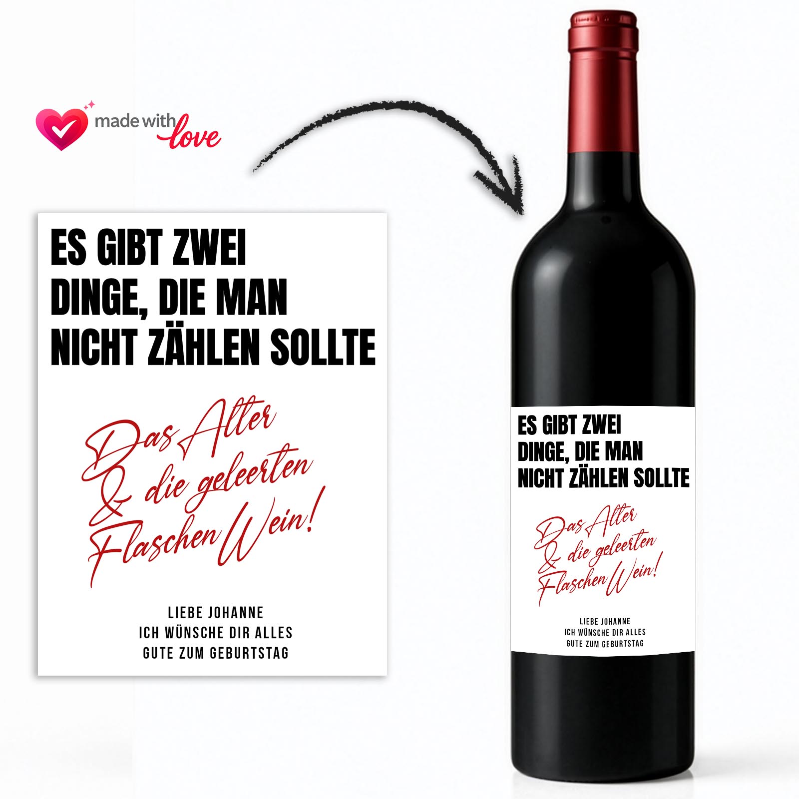 Weinflaschen Aufkleber 8x12 cm – Alter & Wein Spruch