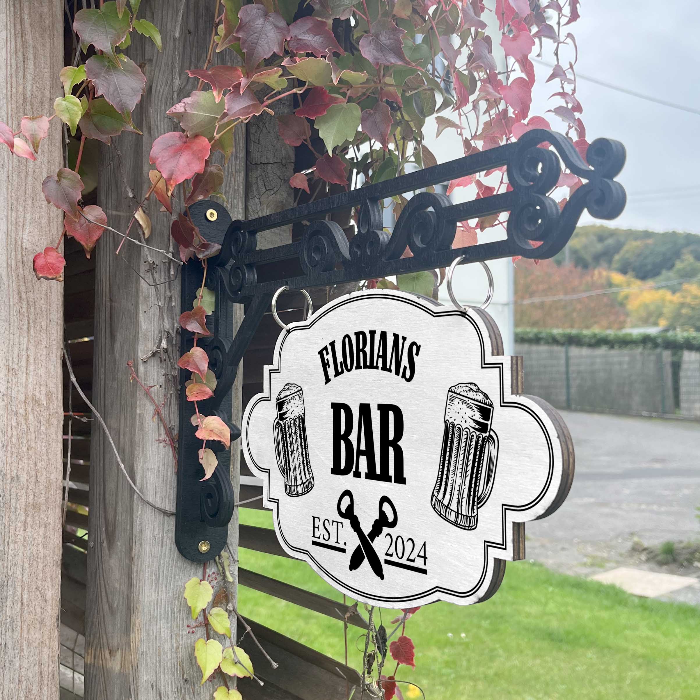 Vintage Holzschild mit Wandhalterung - Motiv Bar / Kneipe / Partykeller
