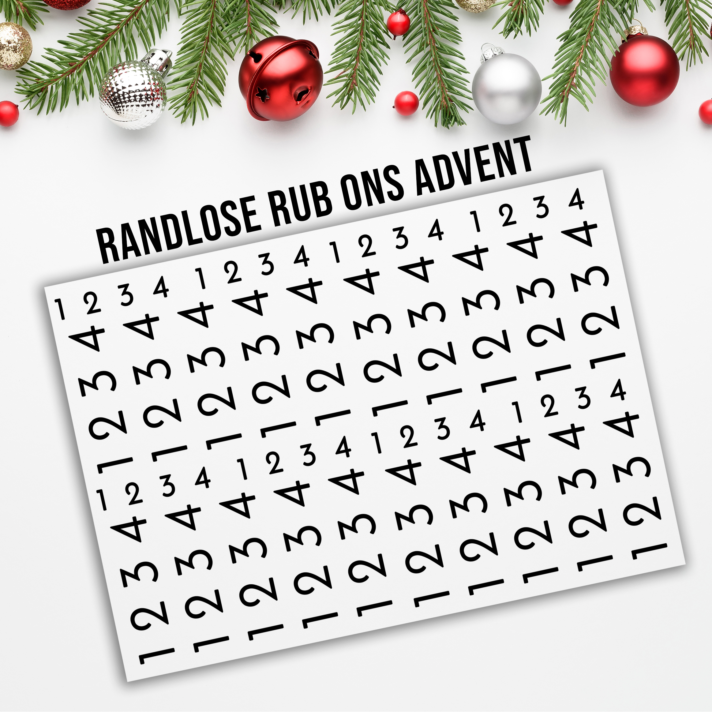 randlose Rub-on Sticker M140 Zahlen für Adventkranz