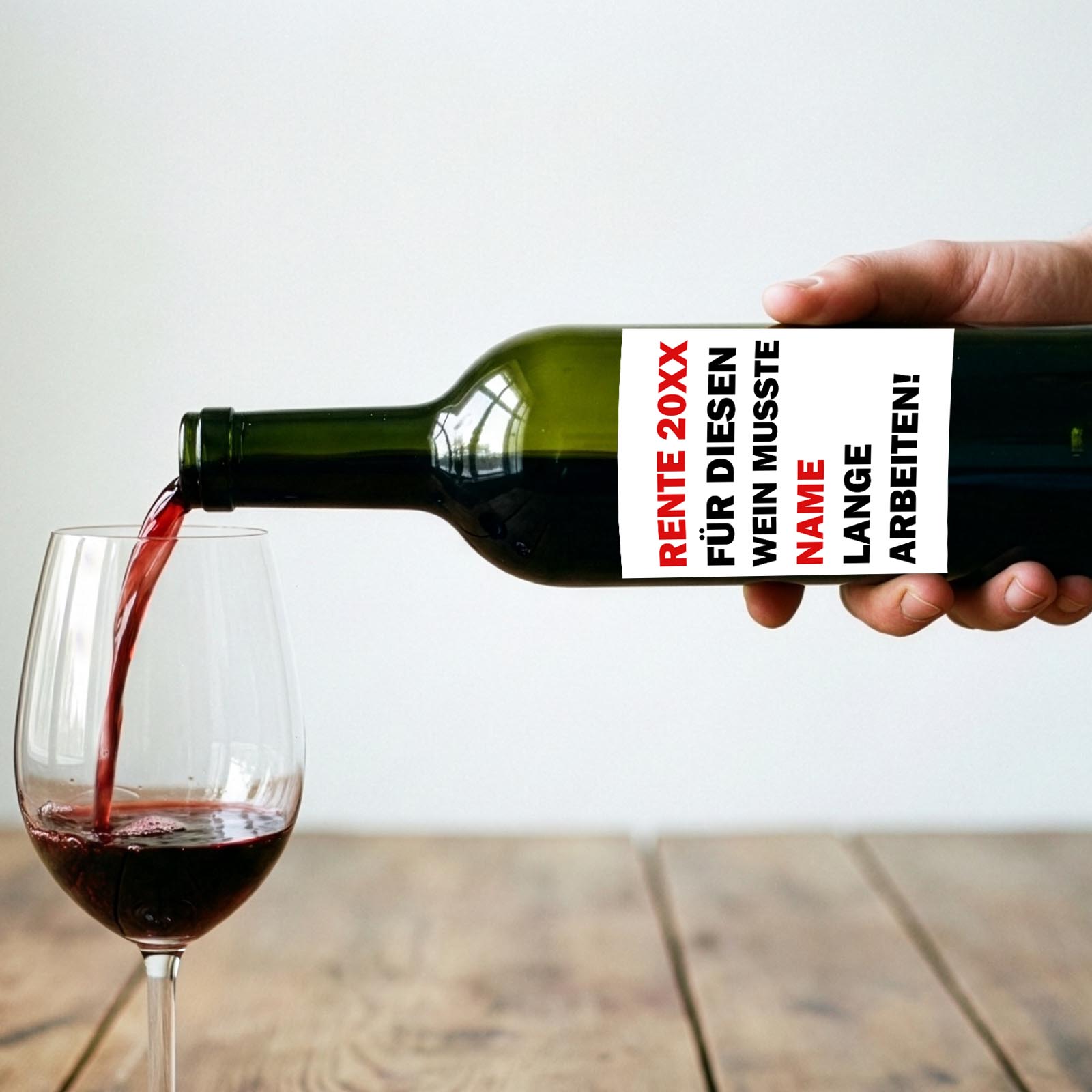 Weinflaschen Aufkleber 8x12 cm – Für diesen Wein musste [Name] lange arbeiten!