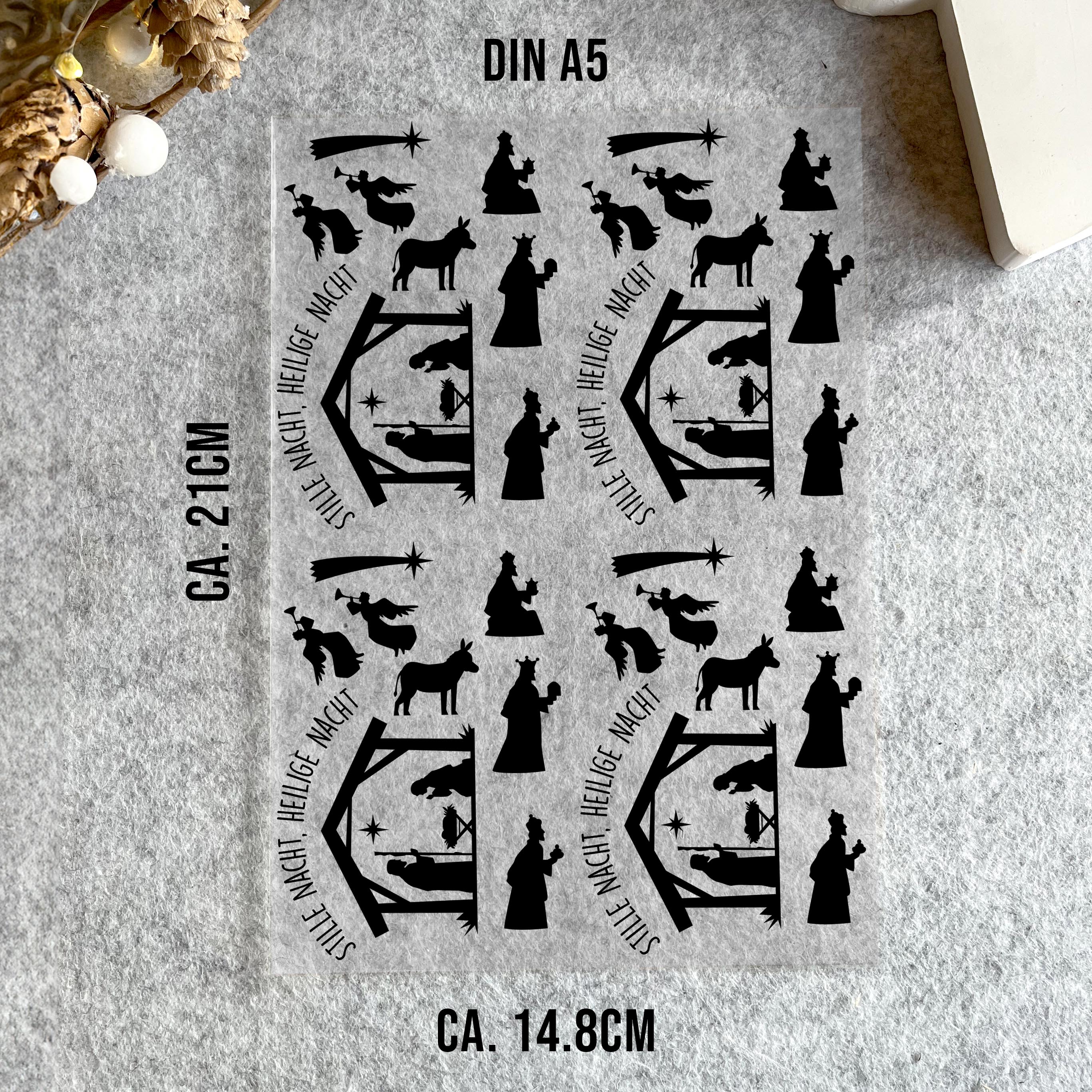 randlose Rub-on Sticker M139 Weihnachtskrippe
