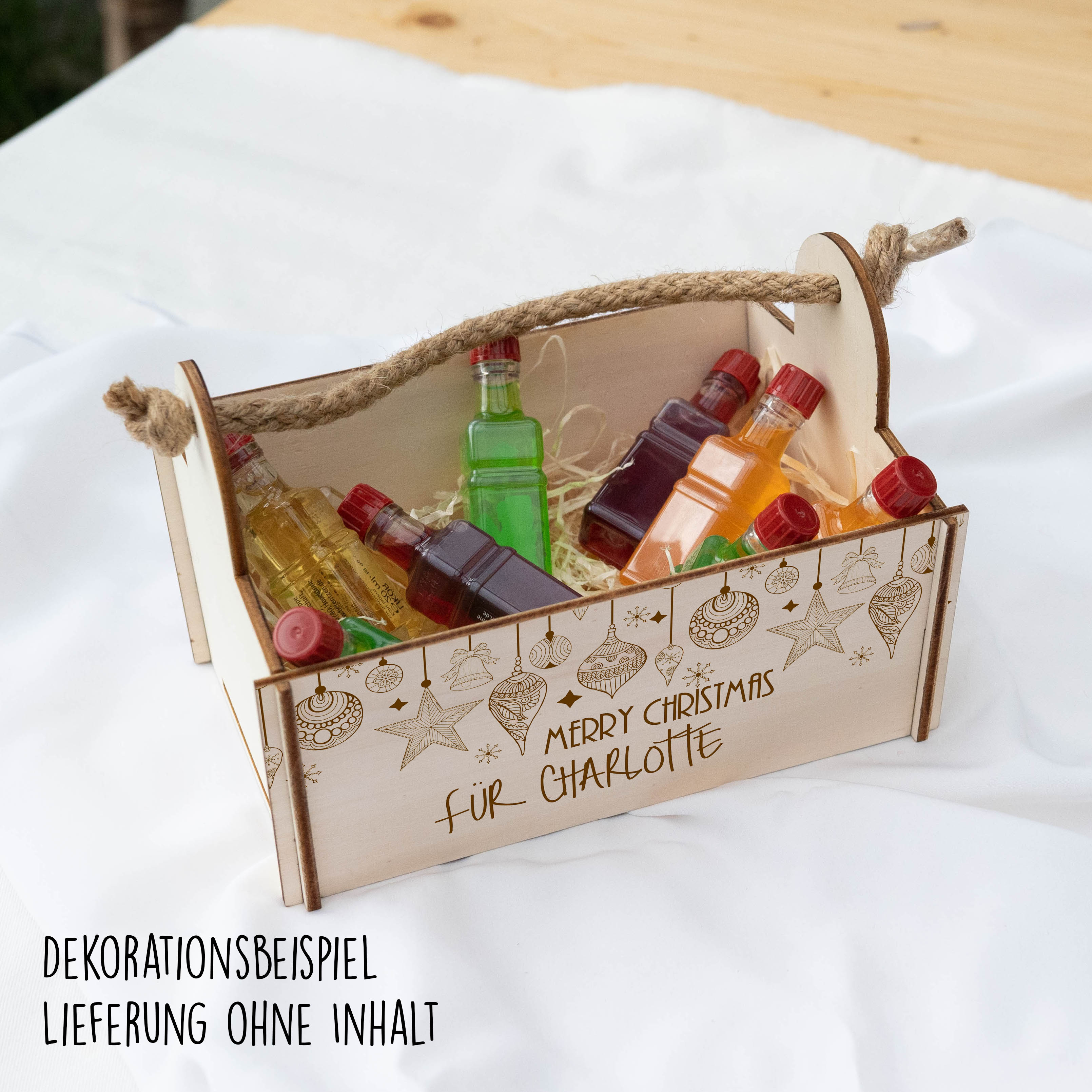 Geschenkkorb mit Holzwolle, Bausatz mit Motiv 22 Weihnachten