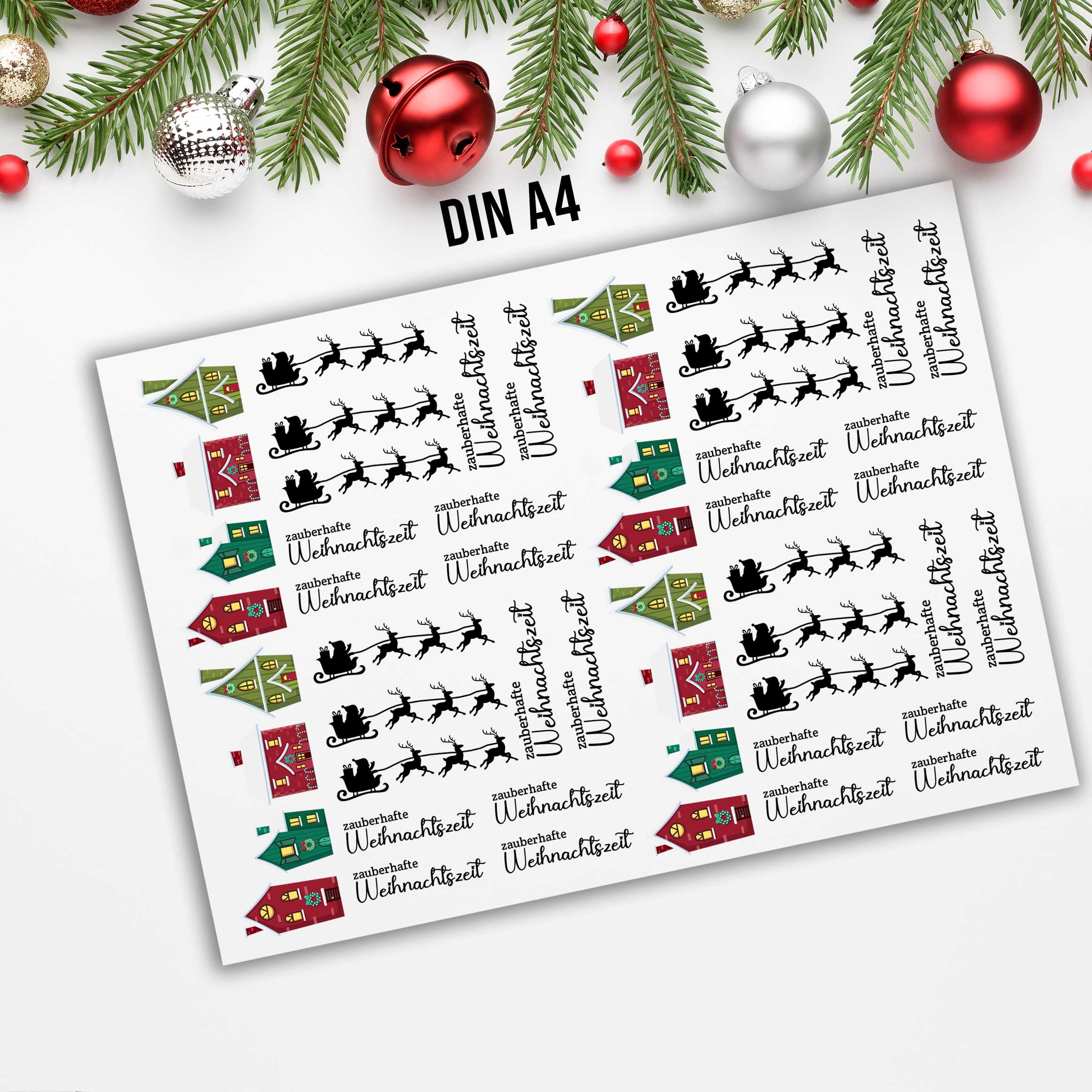 randlose Rub-on Sticker M145 Häuser Weihnachten