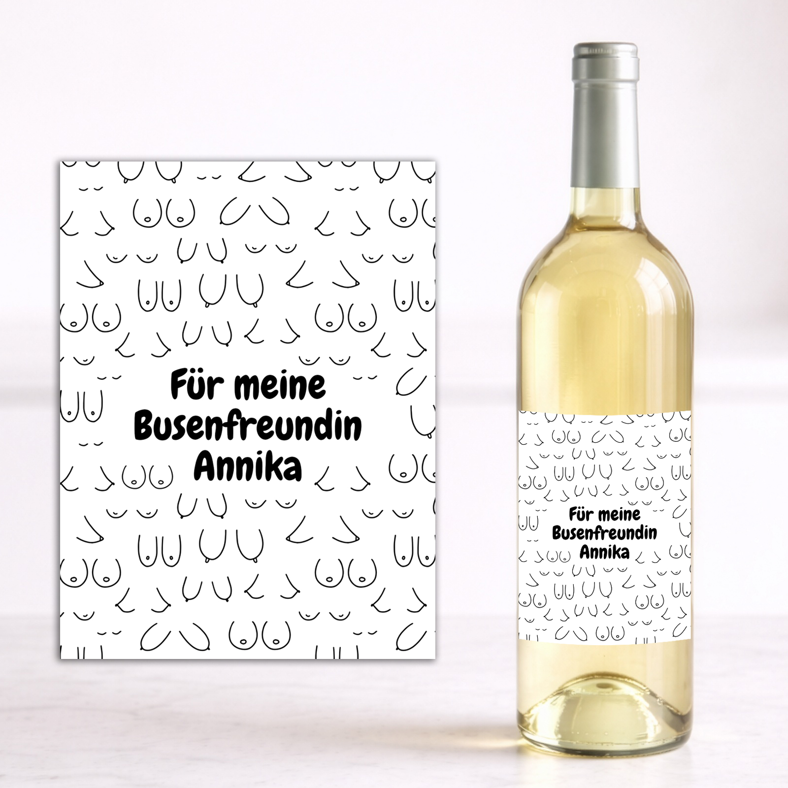 Weinflaschen Aufkleber 8x12 cm – Für meine Busenfreundin