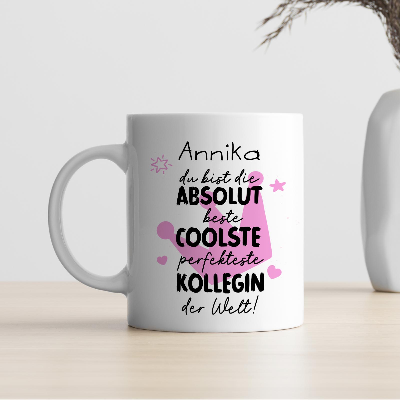 Personalisierte Tasse 330 ml – beste coolste Kollegin der Welt – beidseitig bedruckt mit Wunschname