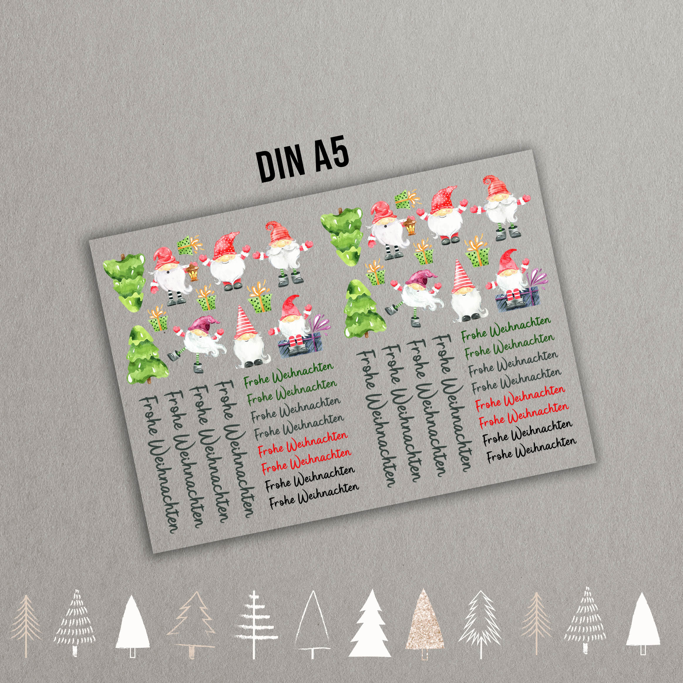 randlose Rub-on Sticker M138 Wichtel Weihnachten 02