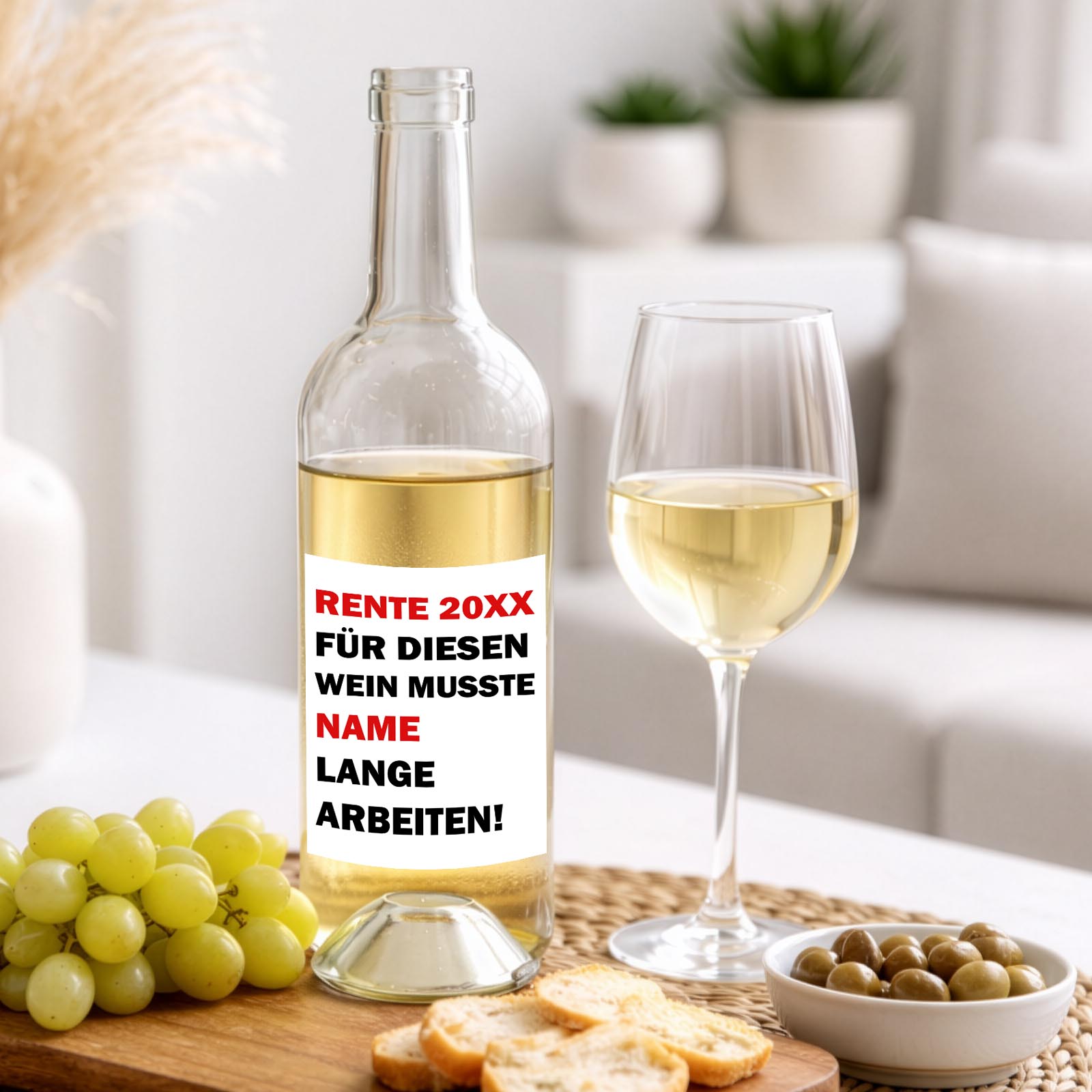 Weinflaschen Aufkleber 8x12 cm – Für diesen Wein musste [Name] lange arbeiten!