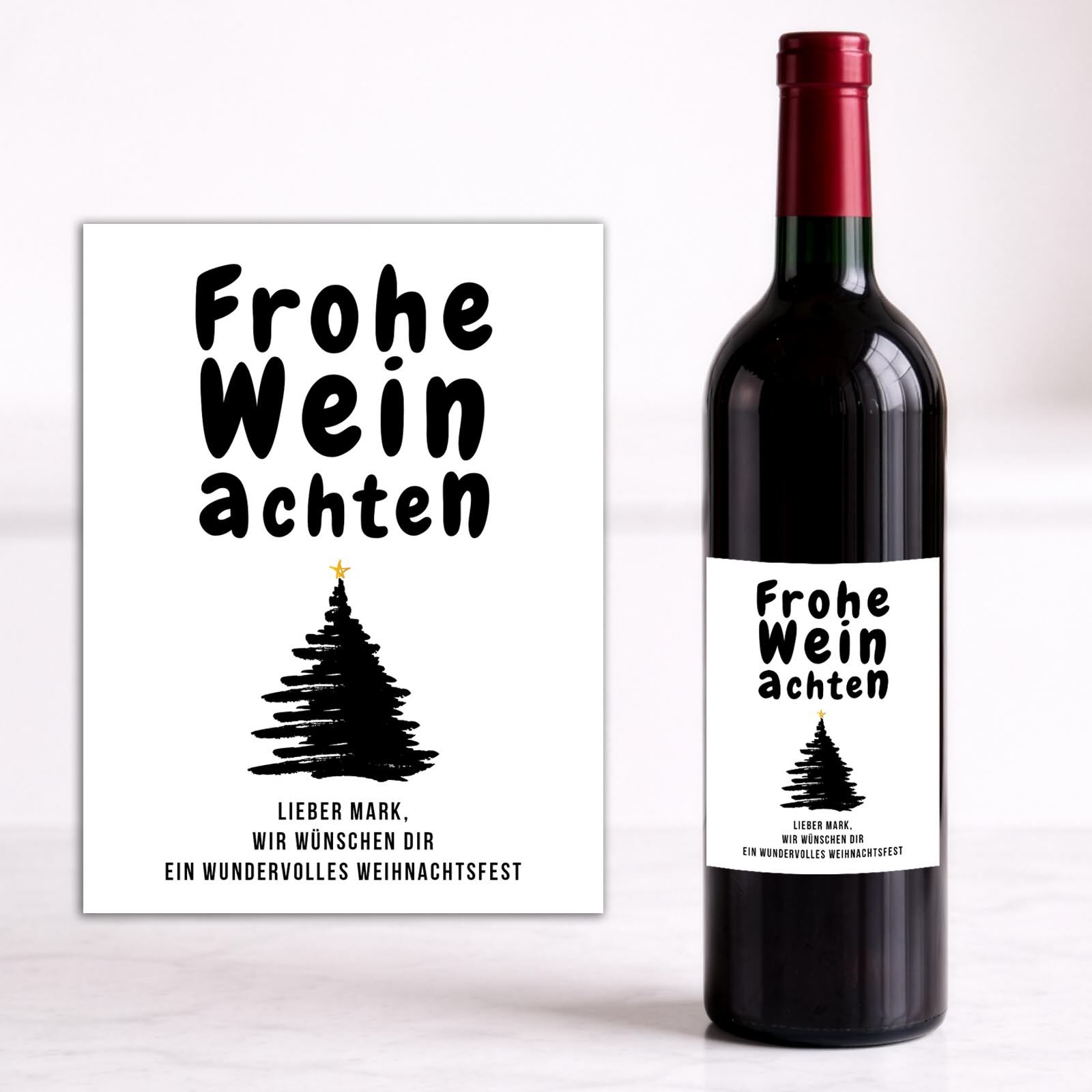 Weinflaschen Aufkleber 8x12 cm – Frohe Weinachten