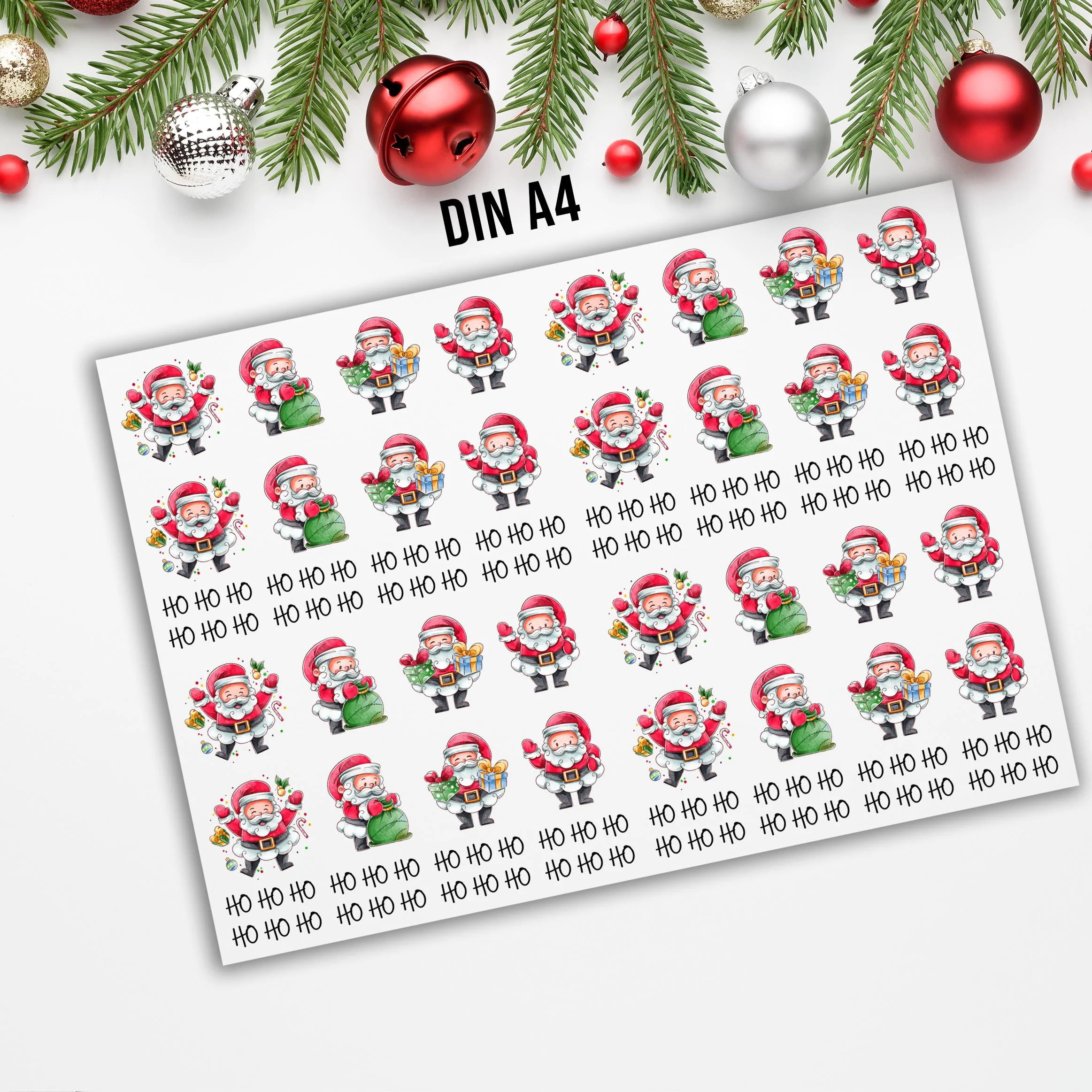randlose Rub-on Sticker M132 Weihnachtsmänner