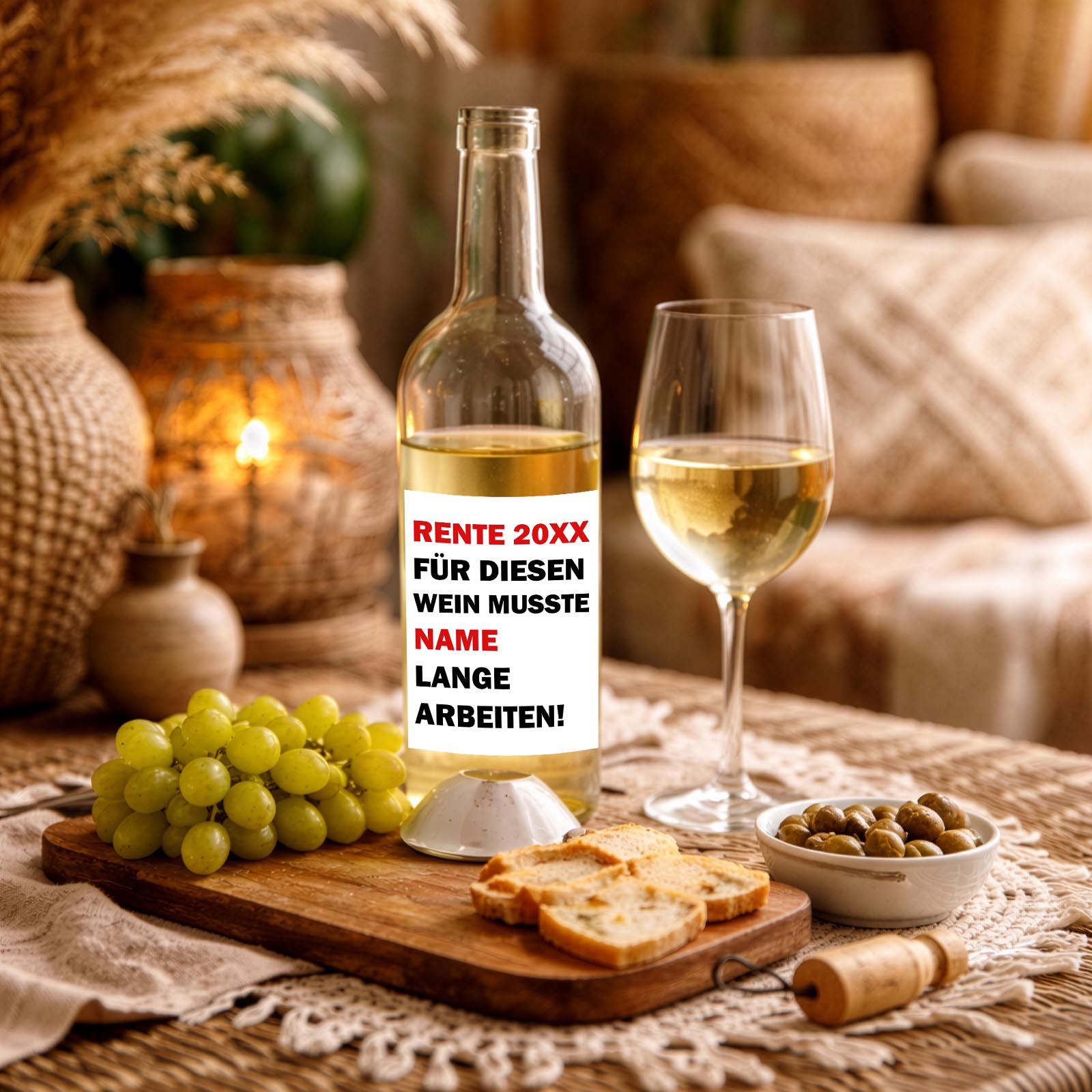 Weinflaschen Aufkleber 8x12 cm – Für diesen Wein musste [Name] lange arbeiten!