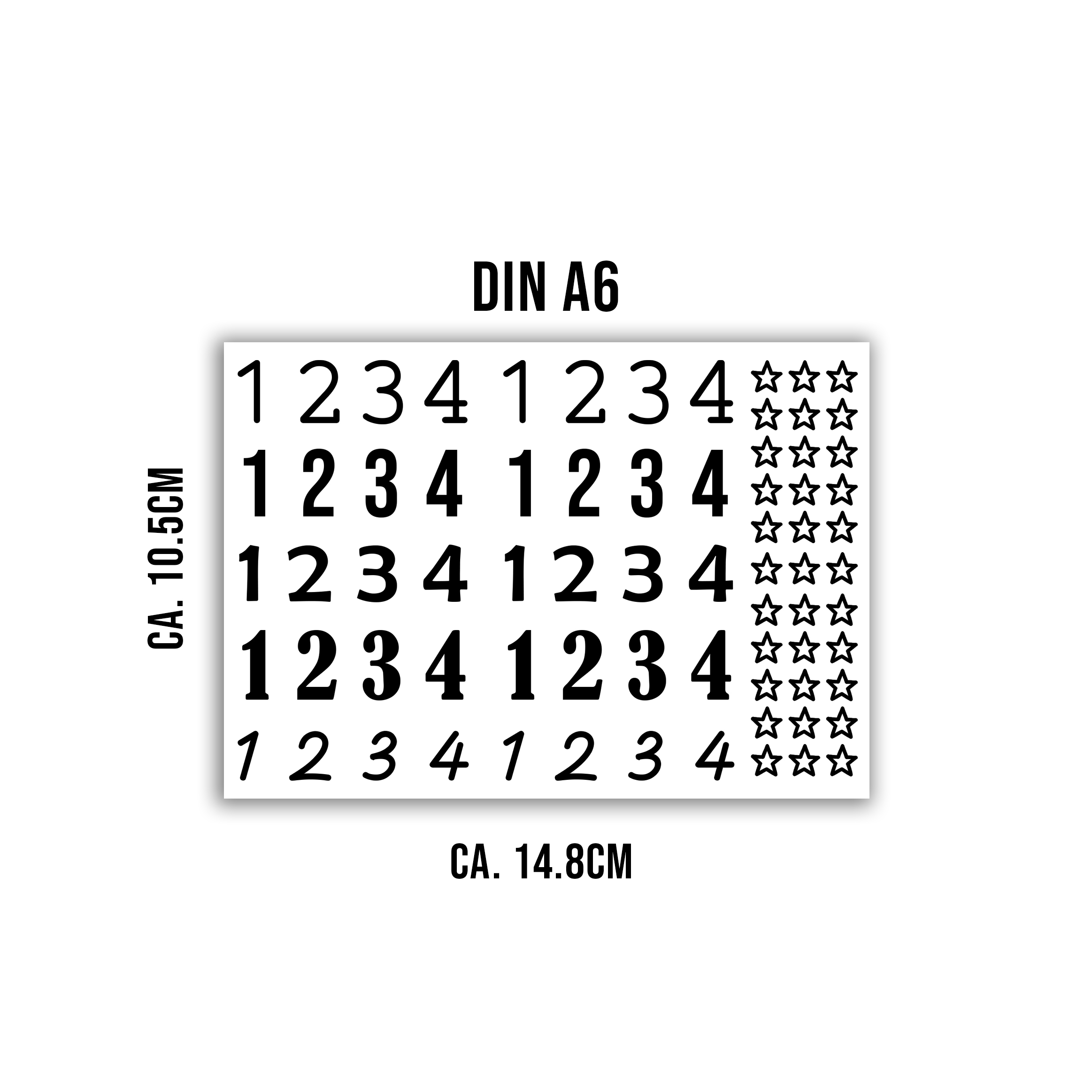 randlose Rub-on Sticker M135 Zahlen für Adventkranz